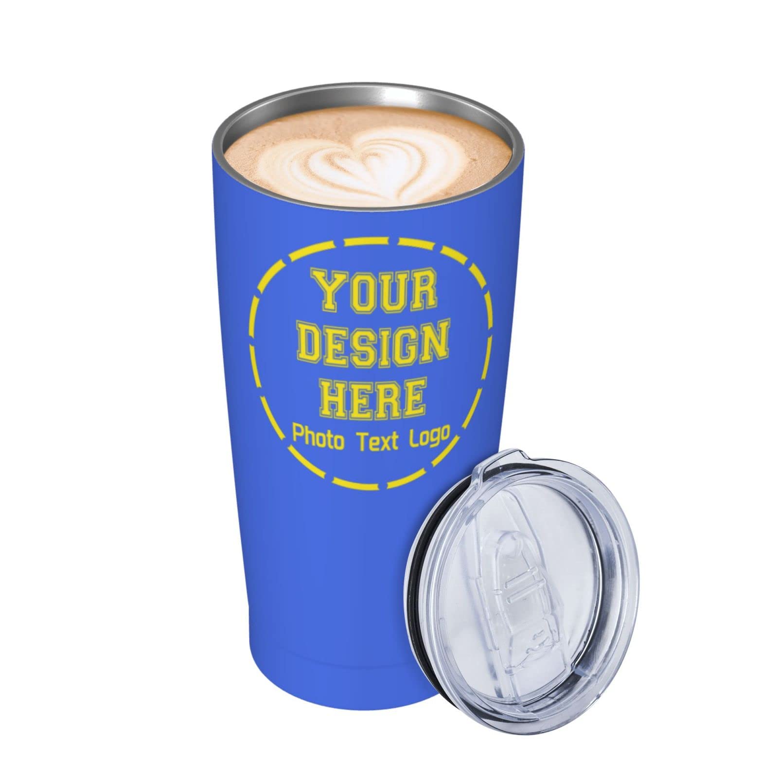 Custom 20 oz Stainless Steel Tumbler with Personalized Text & Photo - Insulated Travel Mug for Hot/Cold Drinks - Perfect Gift for Kids, Adults & Family - Great for Office, School, Camping & Road Trips
