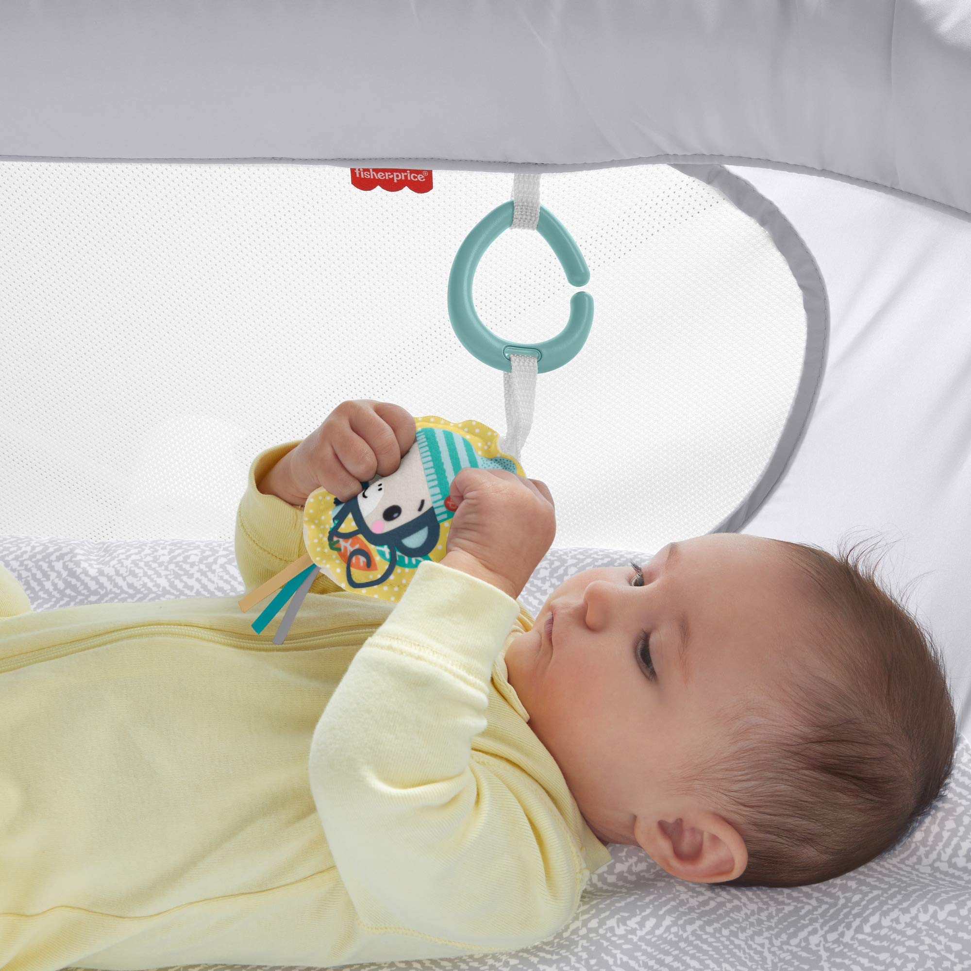 Fisher-Price Portable Baby Crib with Soothing Vibration & Music - Slim Fold Travel Bassinet for Newborns 0+ Months | Hearthstone Design | Perfect for Nursery, Bedroom & On-the-Go Parenting
