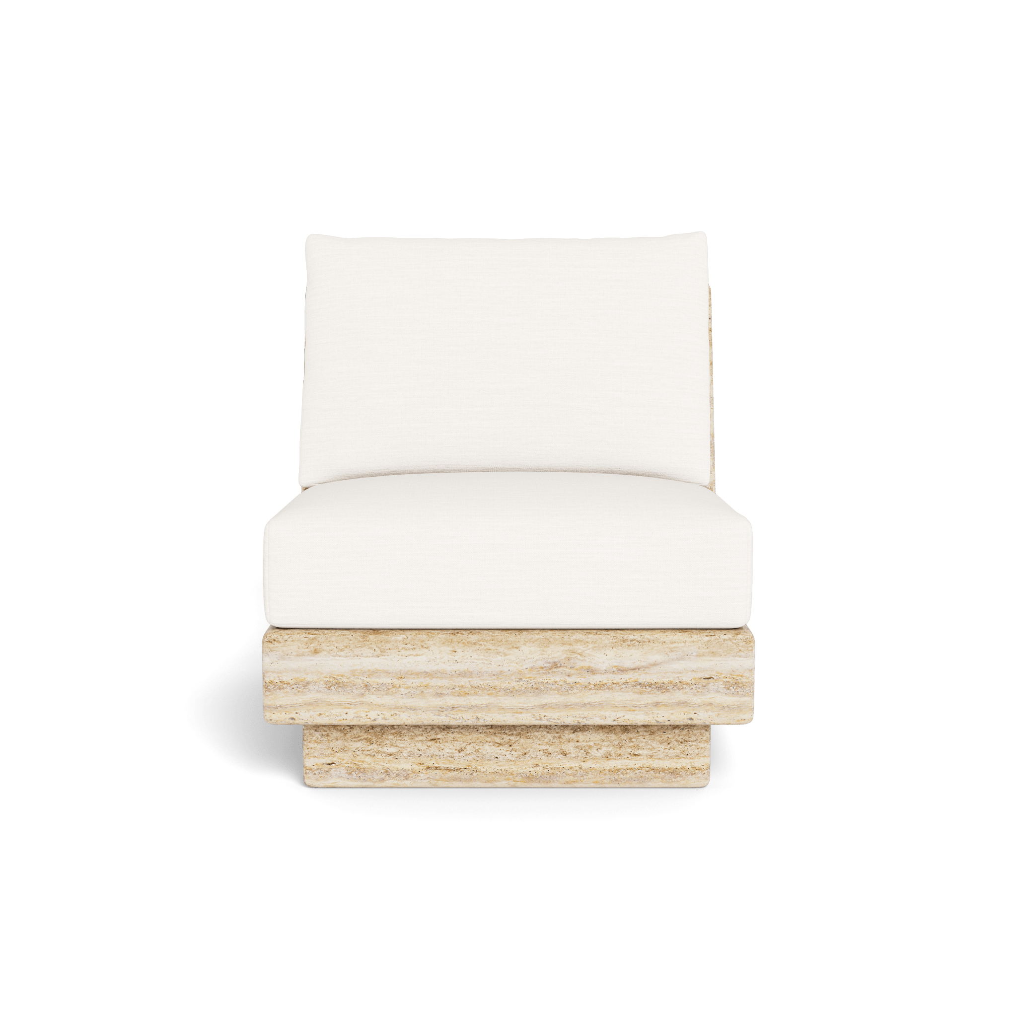 Tulum Travertine Armless Lounge Chair - Modern Outdoor Patio Furniture for Poolside, Garden, and Relaxation