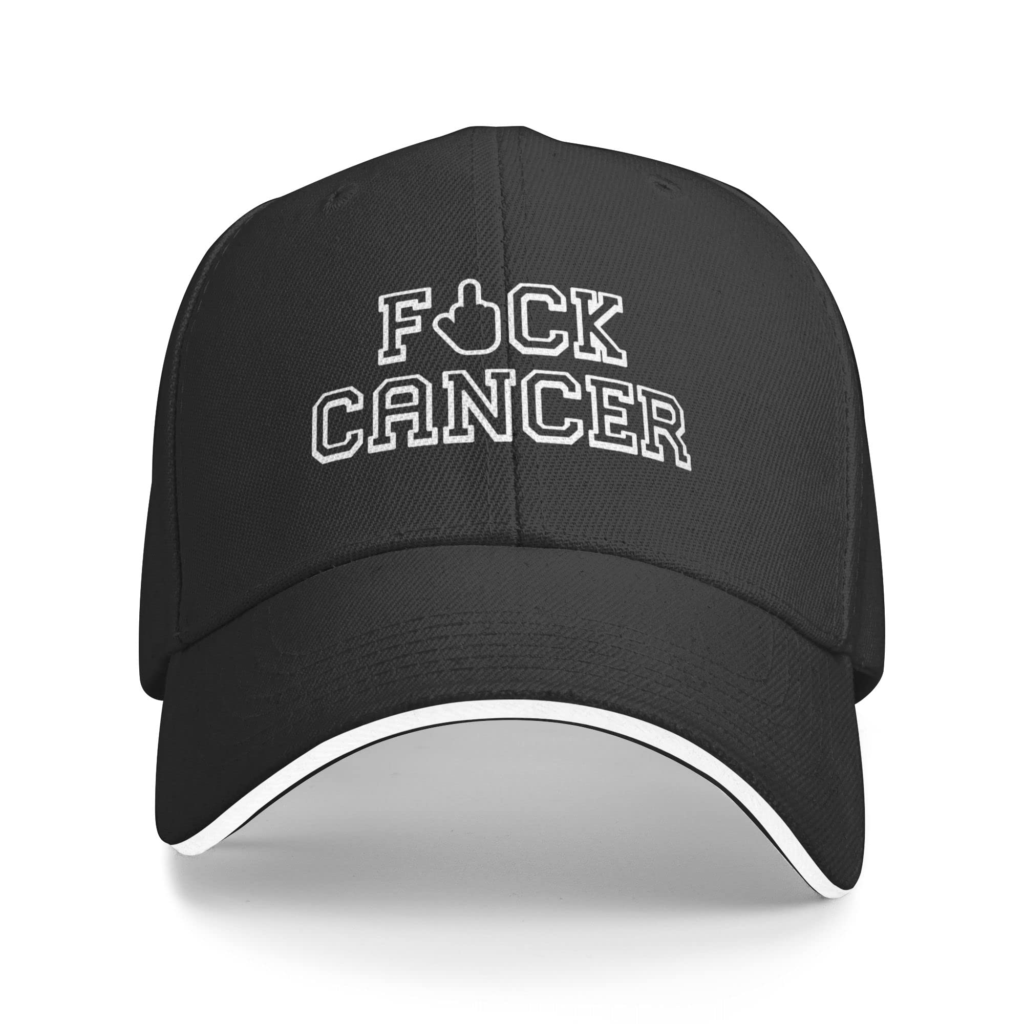 Anti-Cancer Baseball Cap for Men & Women - Adjustable Peaked Sandwich Dad Hat - Black Golf Hat for Outdoor Activities & Awareness Support