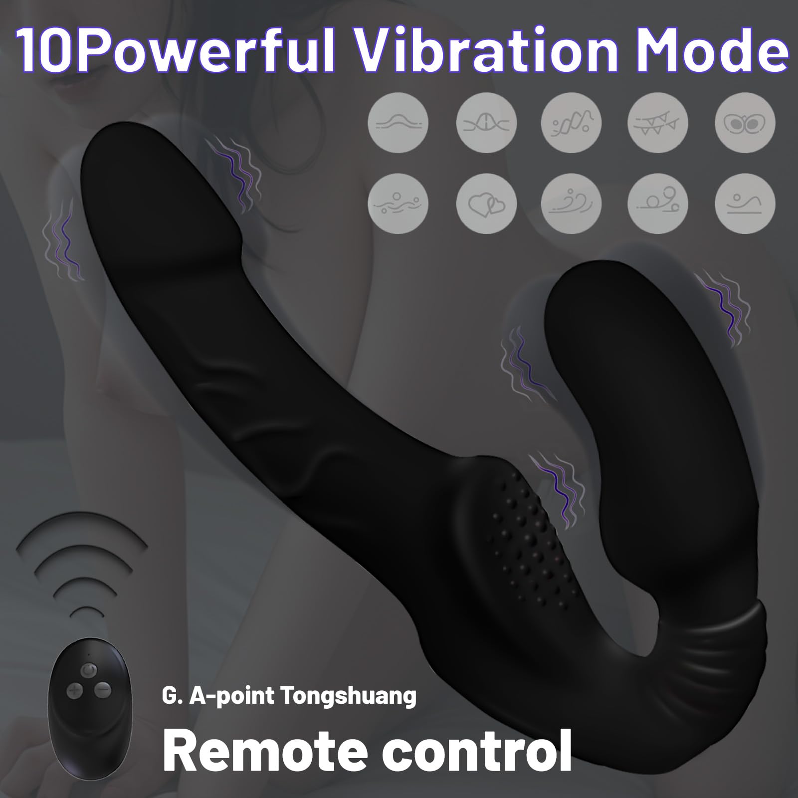 Premium Realistic Strapless Strap-On Dildo for Women - Remote Control G-Spot & Clitoral Vibrator with 10 Powerful Modes, Couples Adult Sex Toy for Lesbian & Anal Play (Black) - Perfect for Roleplay, Spicing Up Relationships & Intimate Bonding