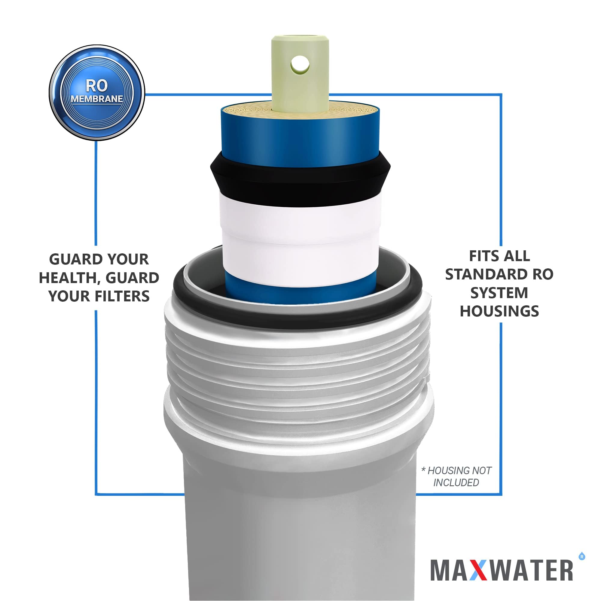 Max Water 150 GPD Reverse Osmosis Membrane Replacement - High Flow RO Water Filter for Under Sink Purification Systems | Perfect for Home, Office, and RV Drinking Water Filtration