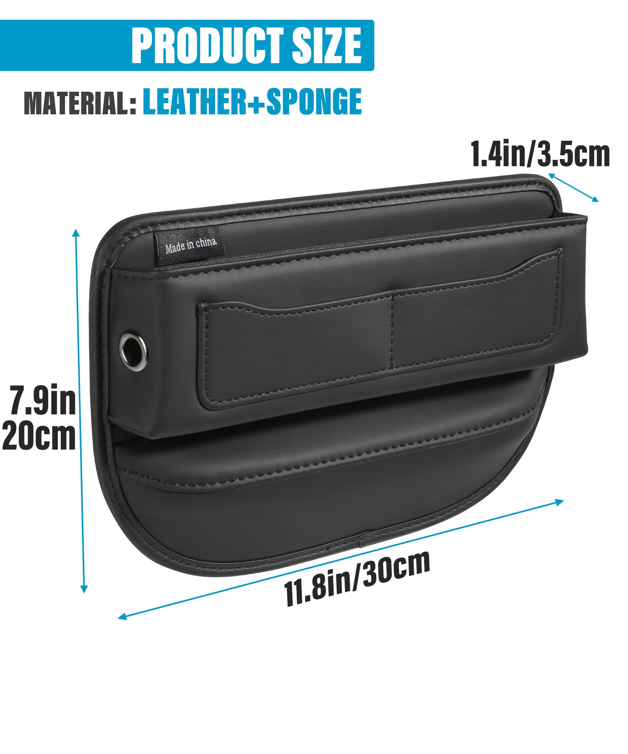 ESEWALAS Car Seat Gap Filler - Premium Leather Car Organizer for Phones, Keys, Cards & Glasses | Multifunctional Car Storage Accessory | Perfect for Road Trips, Commuting & Everyday Use