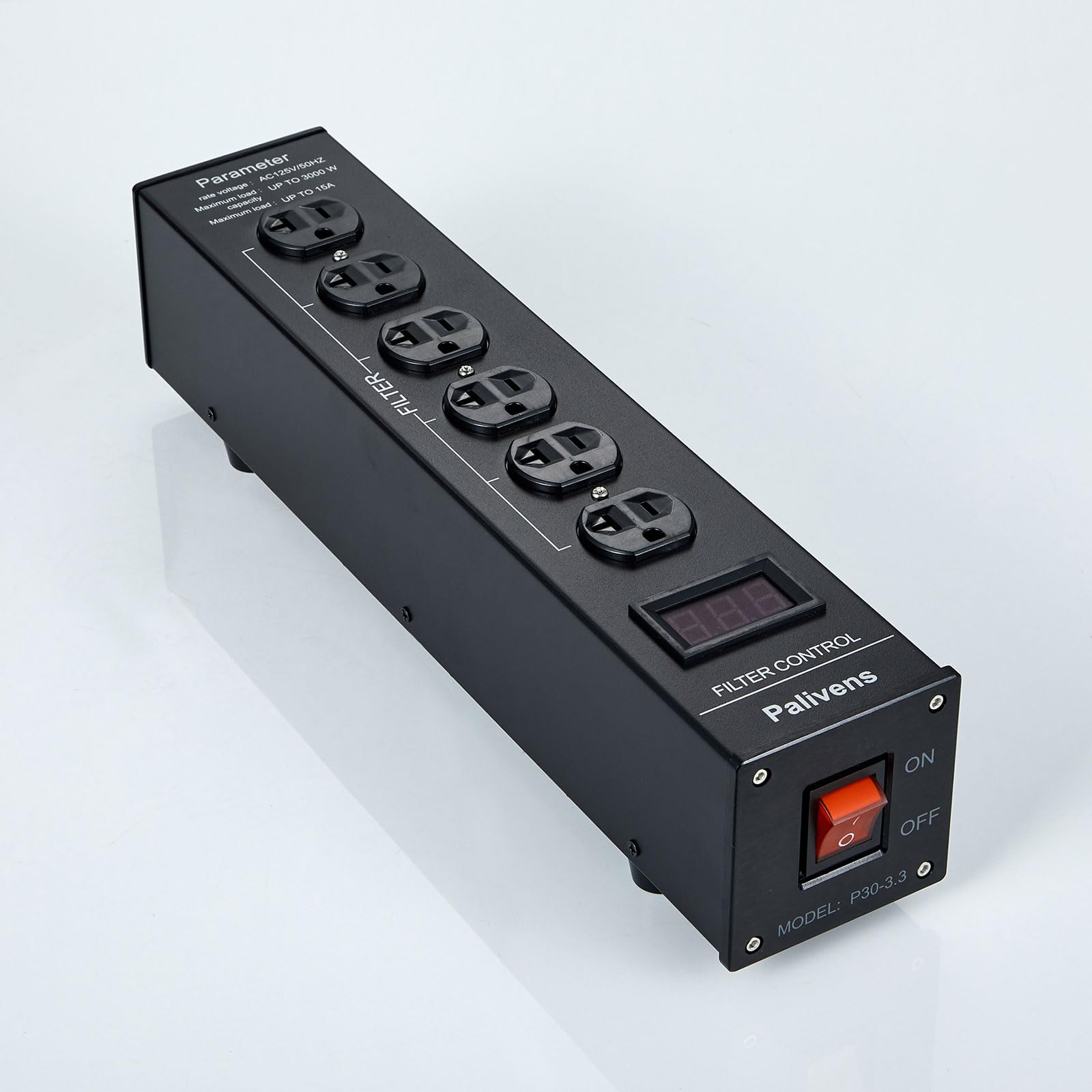 Premium 4-Outlet AC Power Conditioner with LCD Display - EMI/RFI Noise Filter for HiFi Audio Systems, CD Players, TVs & Home Theater - Black | Perfect for Audiophiles & Home Entertainment Setups