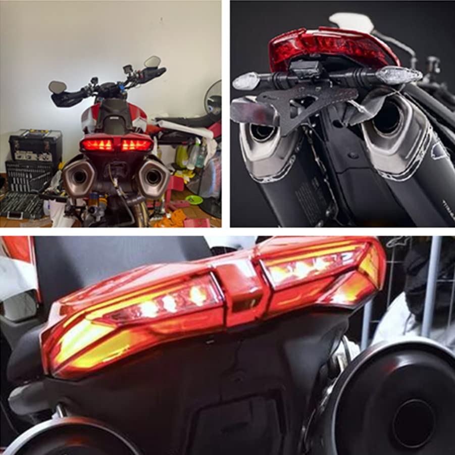 Ducati Hypermotard 821 939 950 SP LED Tail Brake Lights with Integrated Turn Signals - Smoke Lens (2012-2021) | Waterproof Motorcycle Accessories for Night Riding & Enhanced Safety