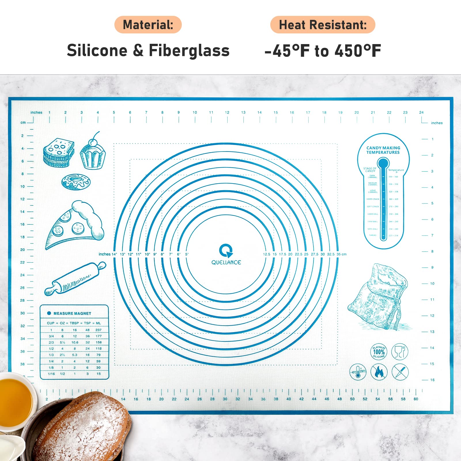 Non-Stick Silicone Baking Mat with Measurement Grid - 20