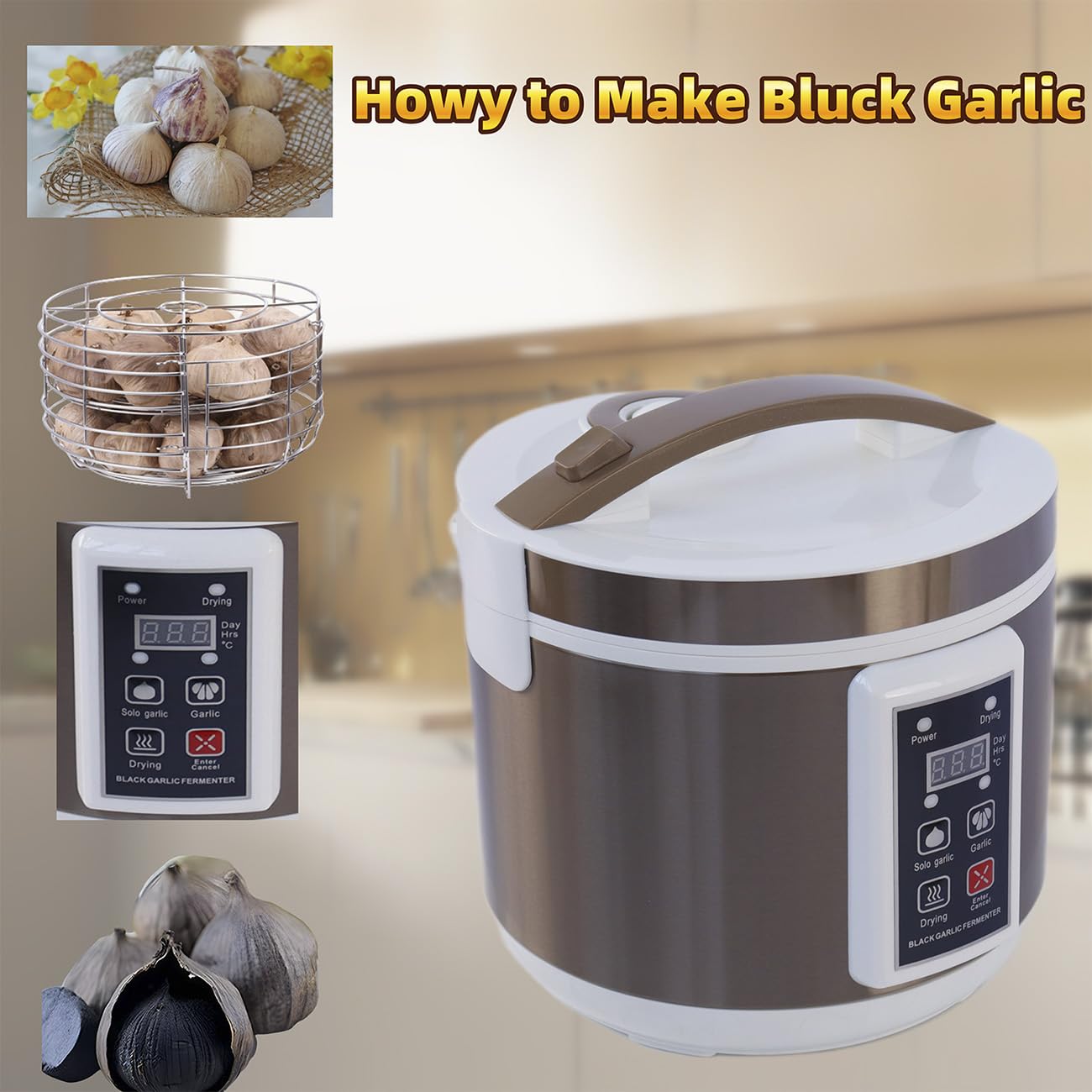110V 6L Black Garlic Fermenter - Intelligent Fully Automatic Black Garlic Maker Machine with Fermentation Pot - DIY Home Kitchen Appliance for Healthy Cooking & Meal Prep