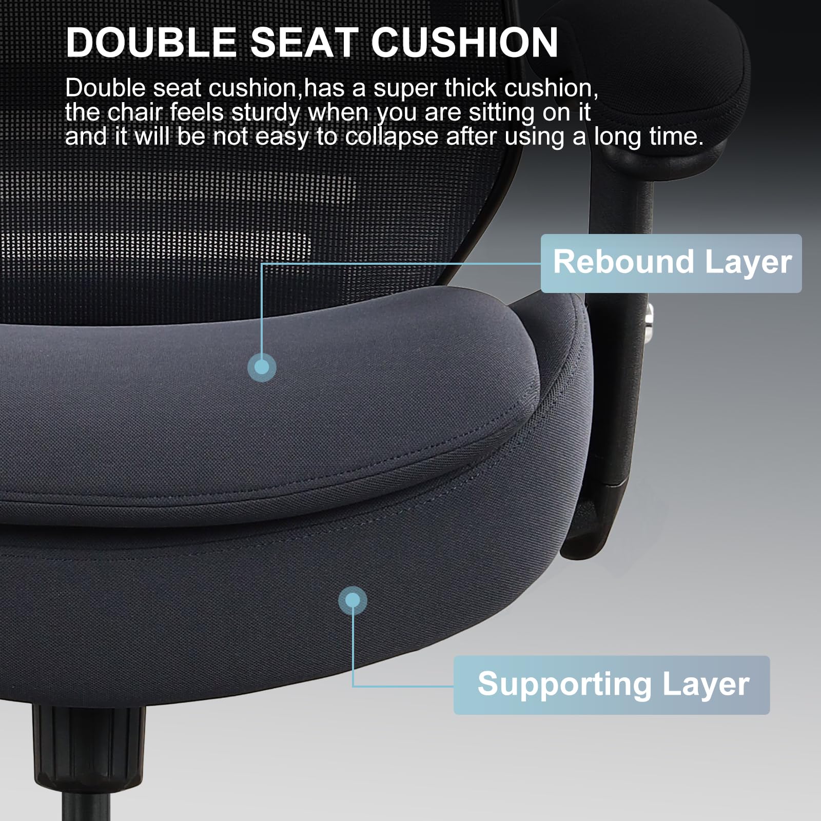 400lbs Heavy Duty Adjustable Drafting Chair with Lumbar Support - Ergonomic Office Stool for Standing Desks, Extra Thick Seat Cushion & Oversized Footrest (Gray) - Perfect for Architects, Designers & Home Office Workspaces