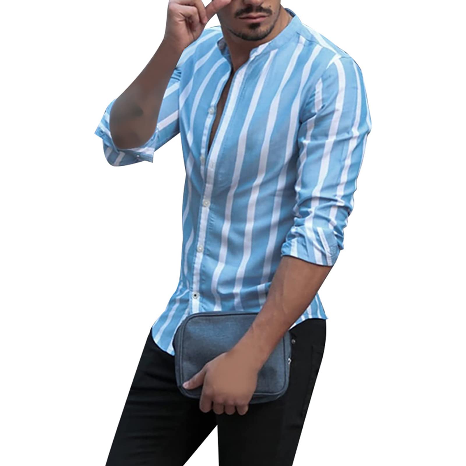 Men's Slim Fit Striped Dress Shirt - Long Sleeve Printed Fashion Shirt for Business & Casual Wear | Office, Party & Date Night Outfits