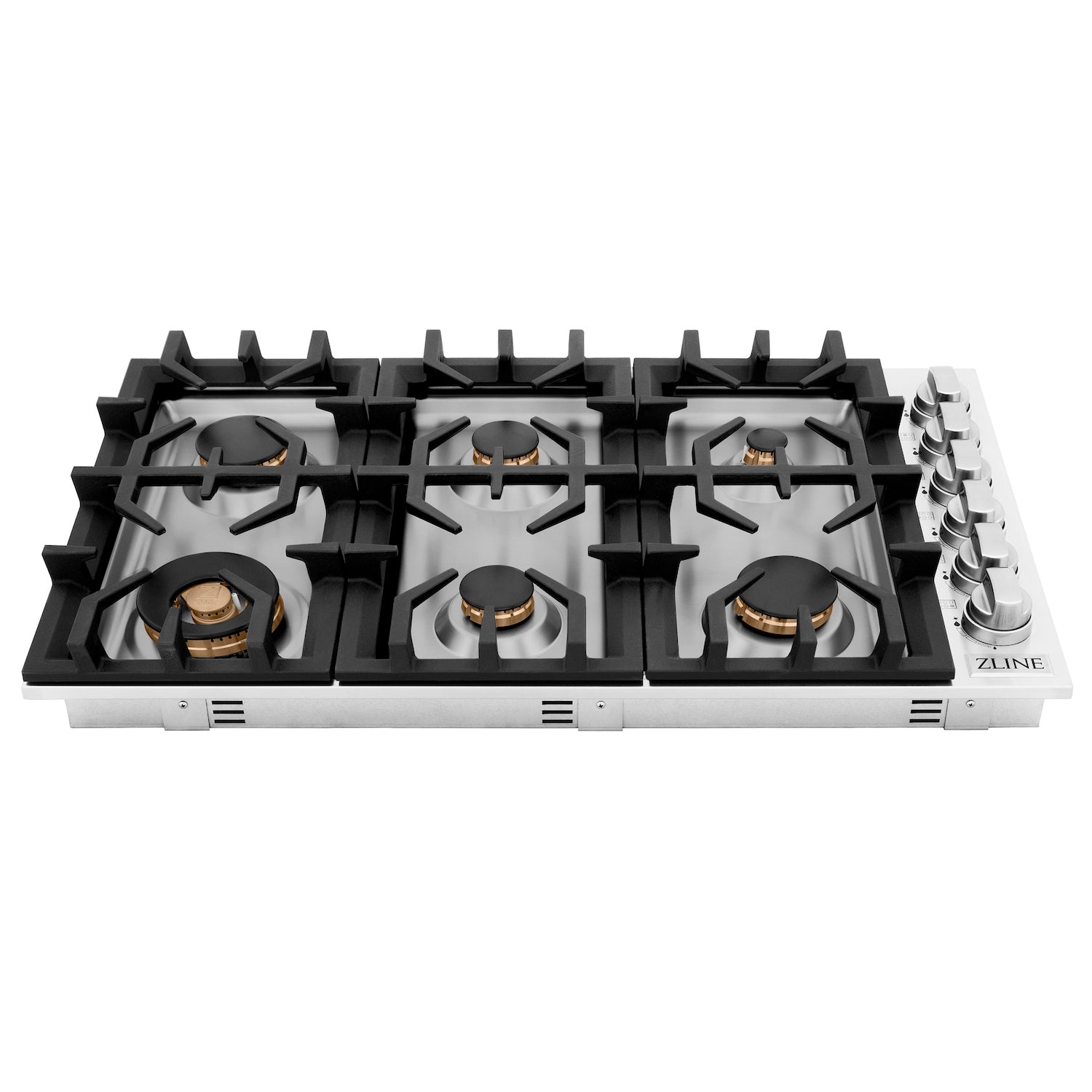 ZLINE 36 Inch Professional Gas Cooktop with 6 Brass Burners - RC BR 36 - Ideal for Home Kitchens & Commercial Cooking