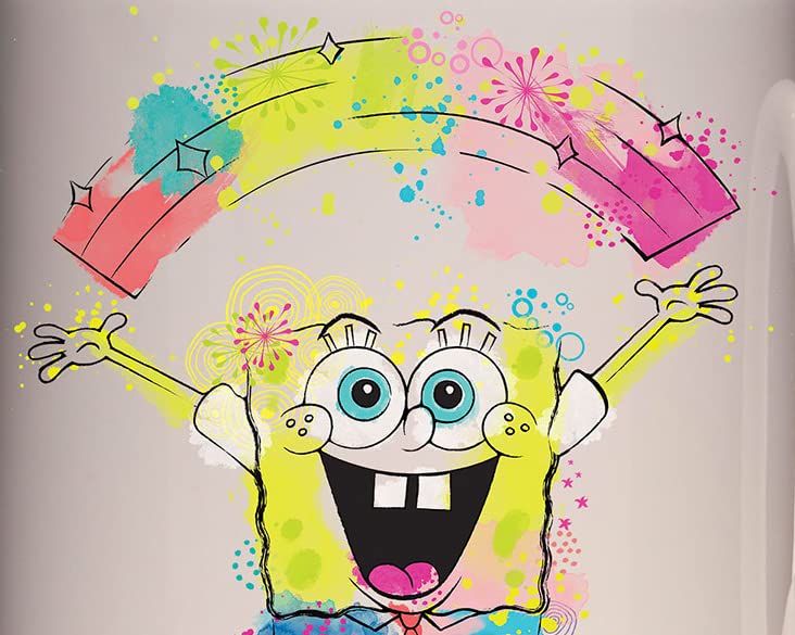Spongebob Squarepants Happy Art Ceramic Coffee Mug 11oz - Colorful Cartoon Character Drinkware for Coffee, Tea & Hot Beverages - Perfect Gift for Fans & Office Use