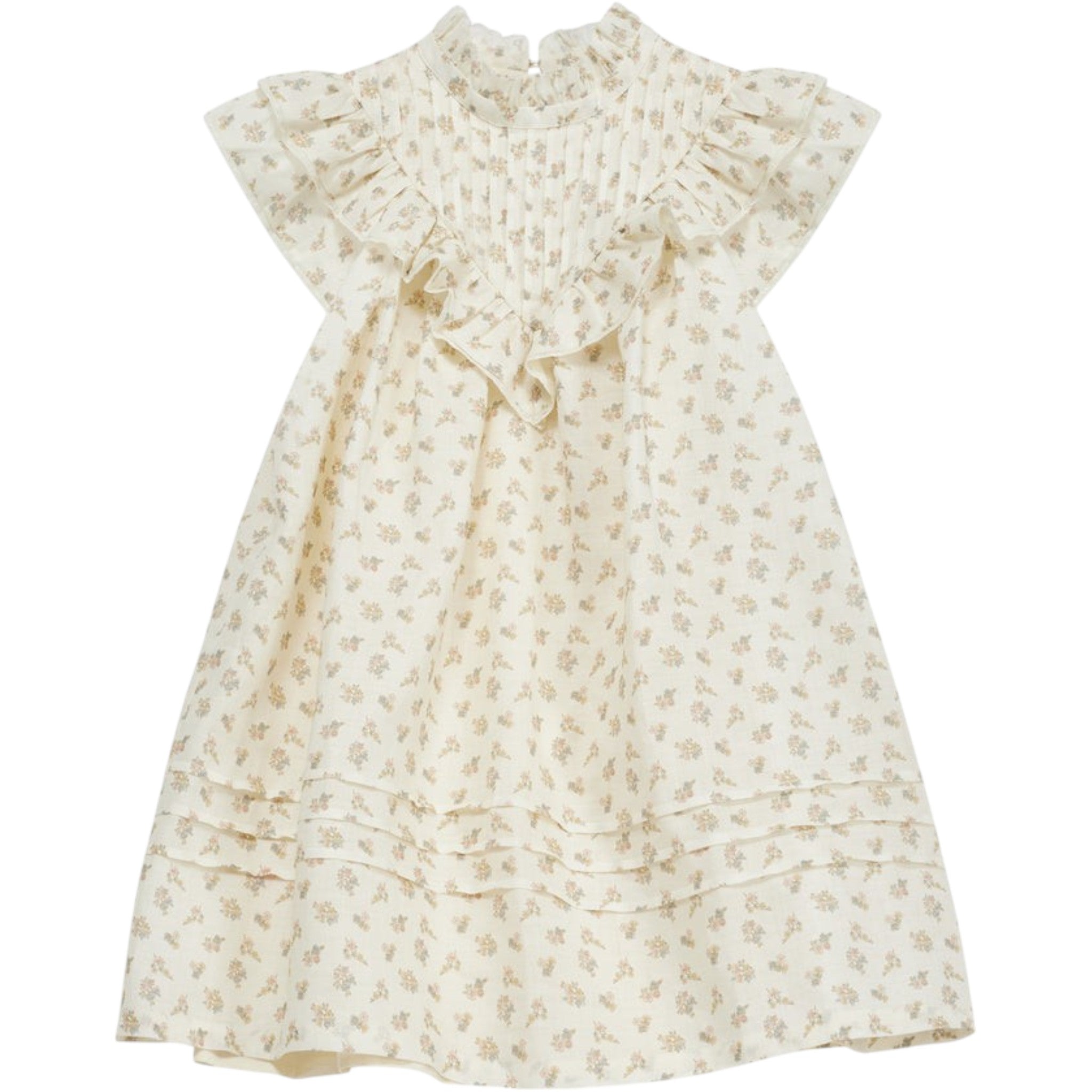 Sandra Floral Print Maxi Dress in Cream - Elegant Boho Summer Dress for Beach, Wedding & Vacation