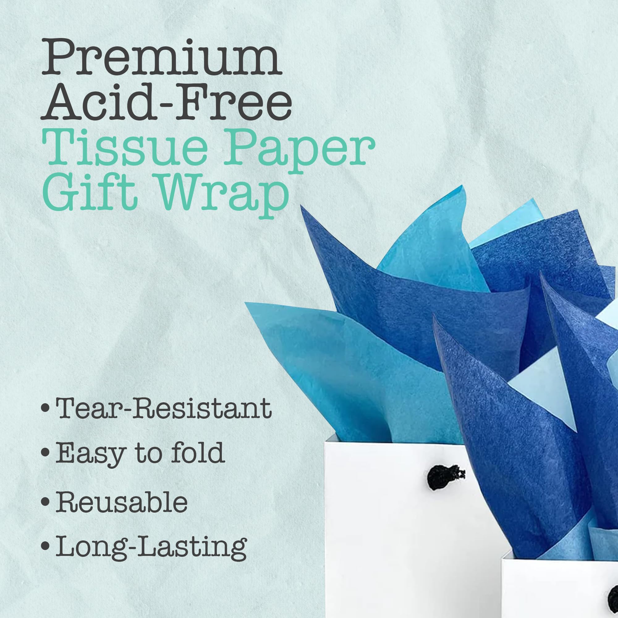Premium Ocean Tides Gift Wrapping Tissue Paper - 100 Sheets Bulk Green Tissue Paper (15