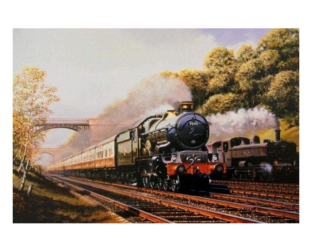 Vintage Steam Train Canvas Wall Art - Retro Train Painting for Home & Office Decor - Perfect for Living Room, Bedroom, or Study Room Wall Decorations