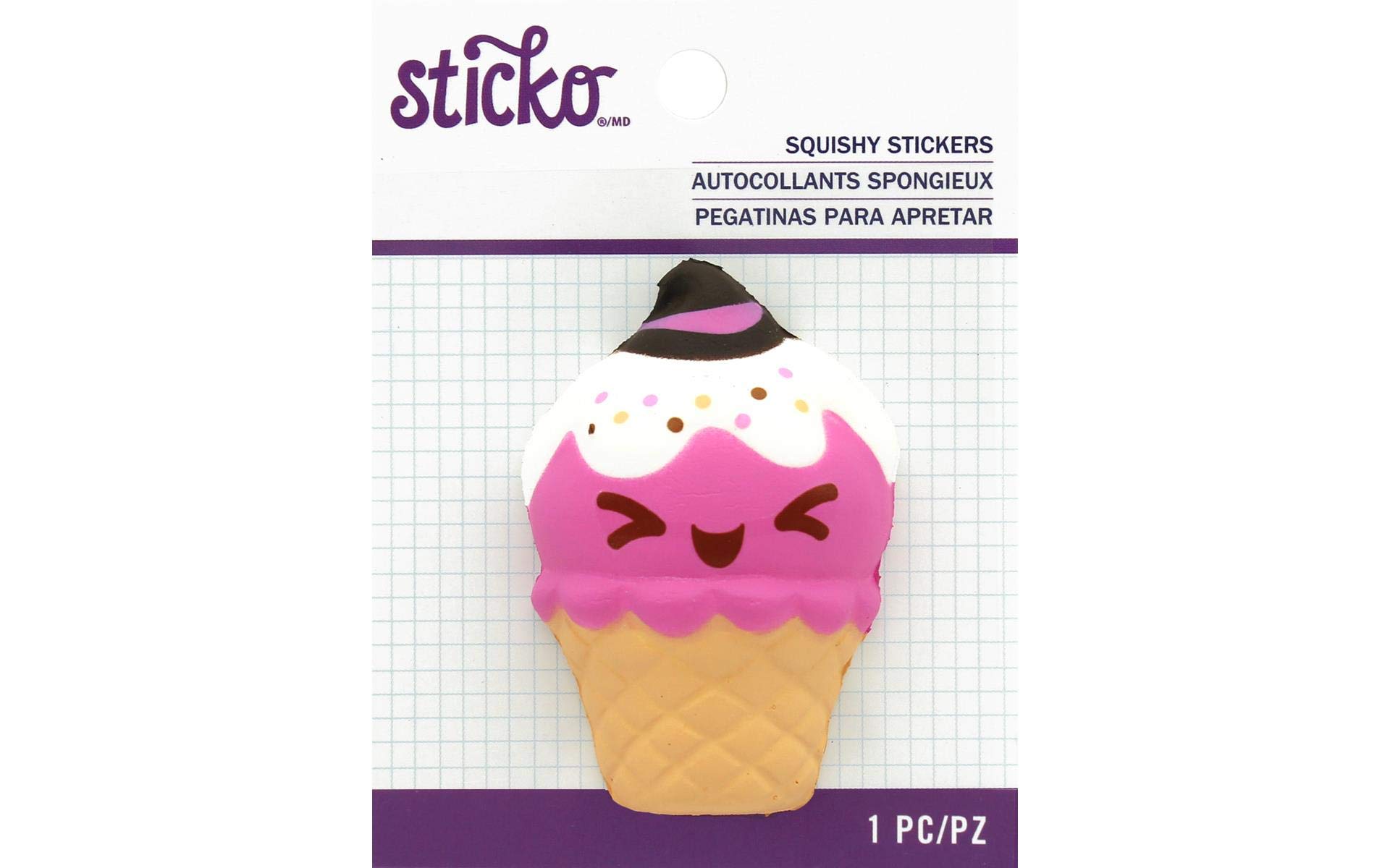 Sticko Squishy Ice Cream Stress Relief Toy - 52-45062, Soft & Squishy Sensory Fidget Toy for Kids & Adults - Perfect for Anxiety Relief, Office Desk Decor & Party Favors