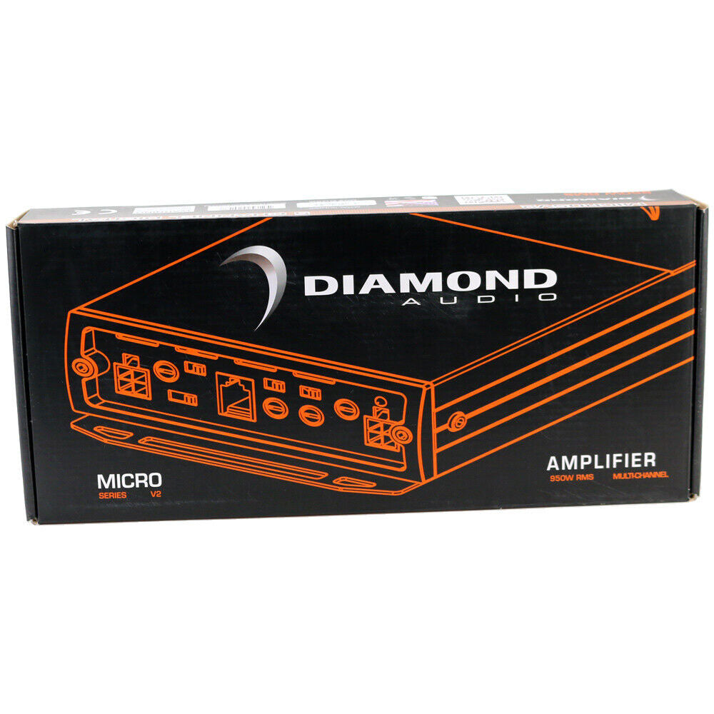 Diamond Audio MICRO5V2 900W RMS 5-Channel Class D Car Amplifier - Premium Sound for Cars, Trucks & SUVs - Perfect for Road Trips & Daily Commutes
