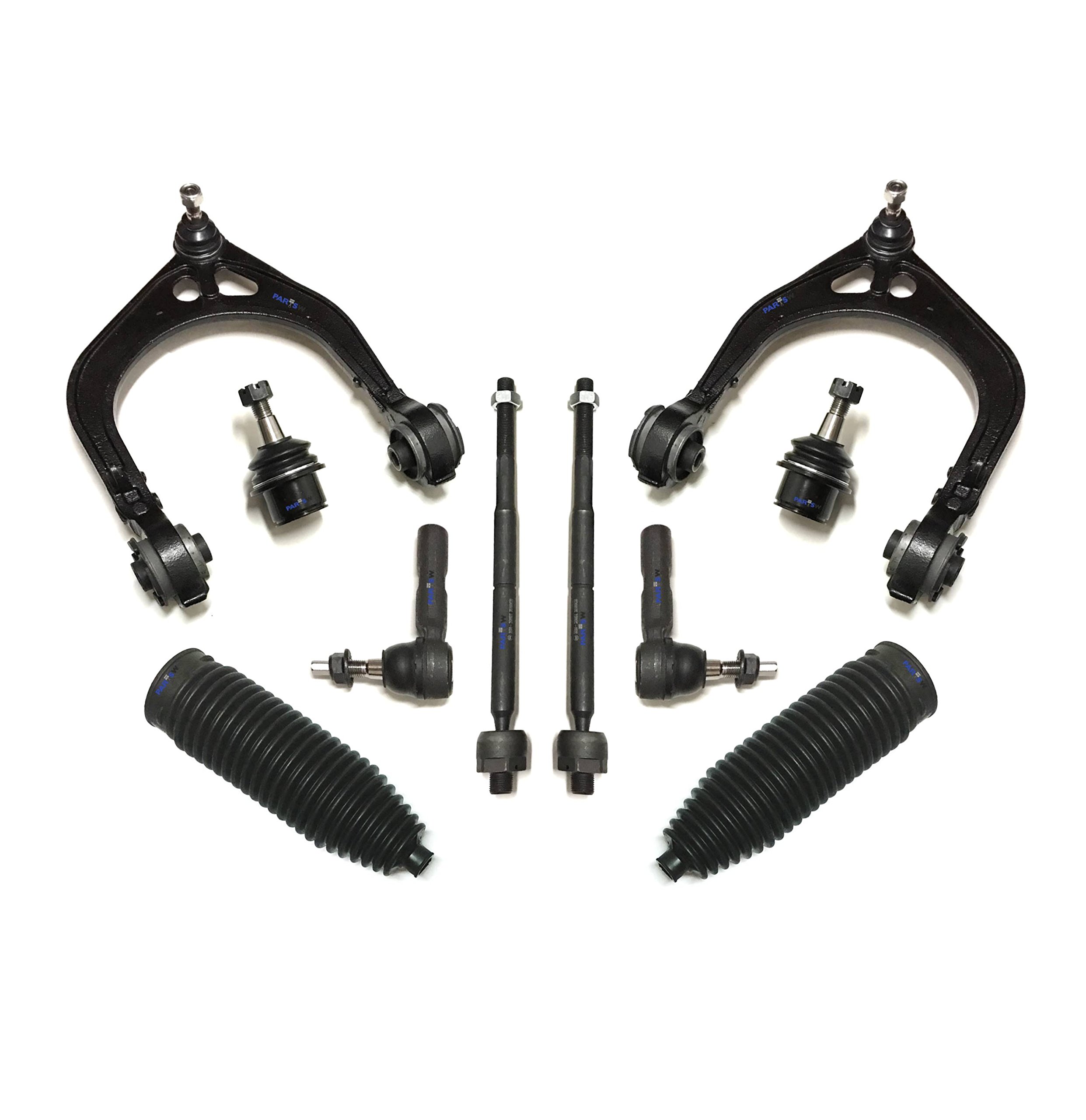 10-Piece Suspension Kit for Chrysler 300, Dodge Challenger & Charger - Upper Control Arms, Ball Joints, Rack & Pinion Bellows, Inner/Outer Tie Rod Ends - Improve Ride Comfort & Handling for Daily Driving & Performance Upgrades