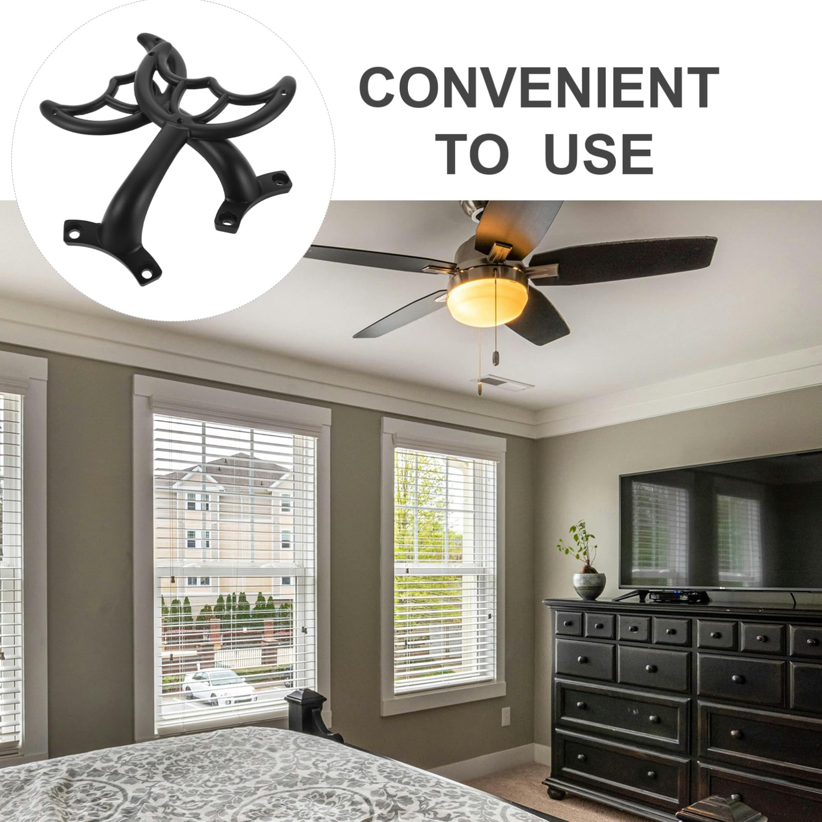 2Pcs Black Ceiling Fan Blades Replacement Arms - Durable Fan Blade Stabilizers for Worn Ceiling Fans | Perfect for Home, Office & Bedroom Cooling Systems