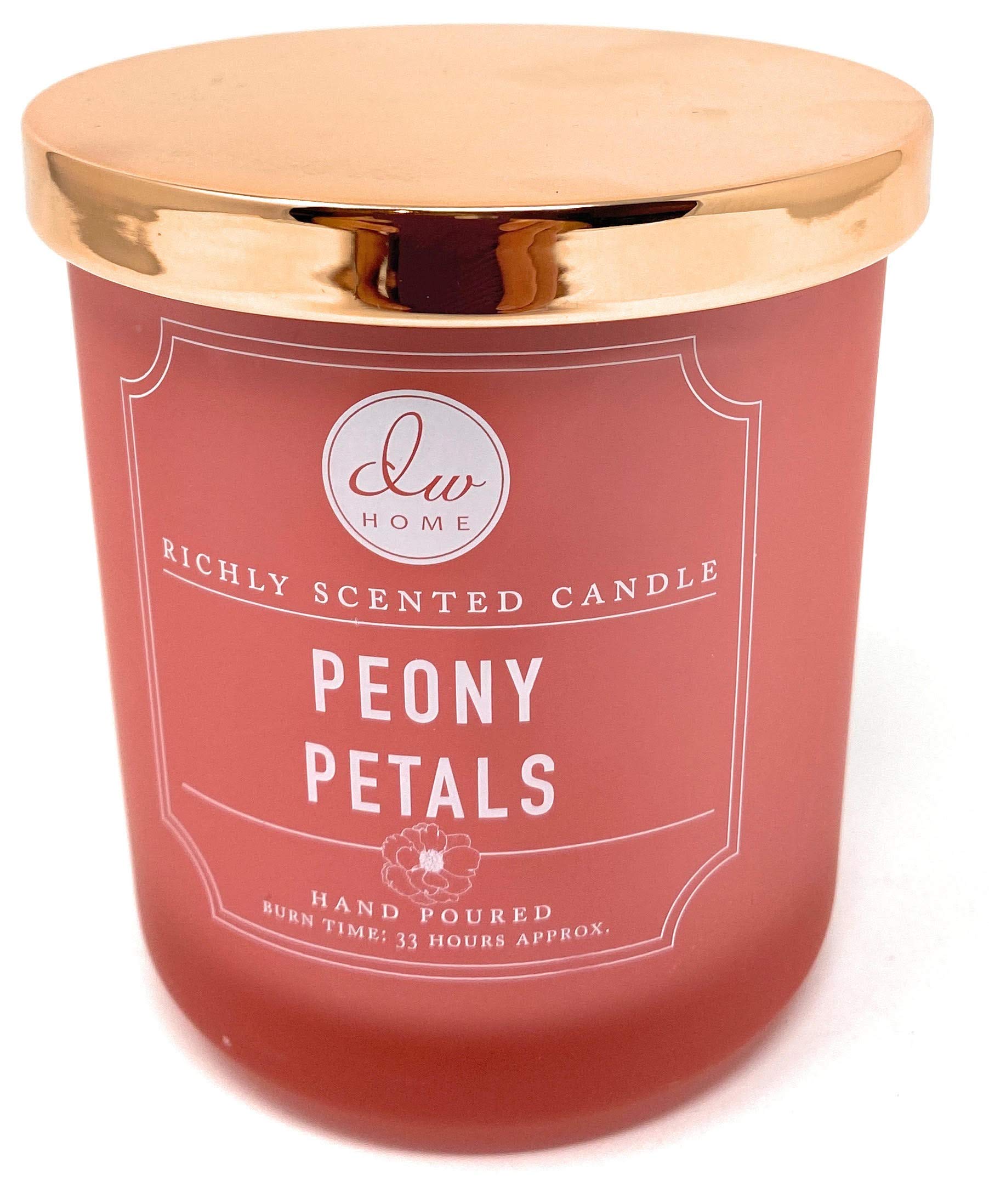 DW HOME Peony Petals Scented Candle - Medium Jar with Copper Lid for Home Decor, Relaxation & Aromatherapy