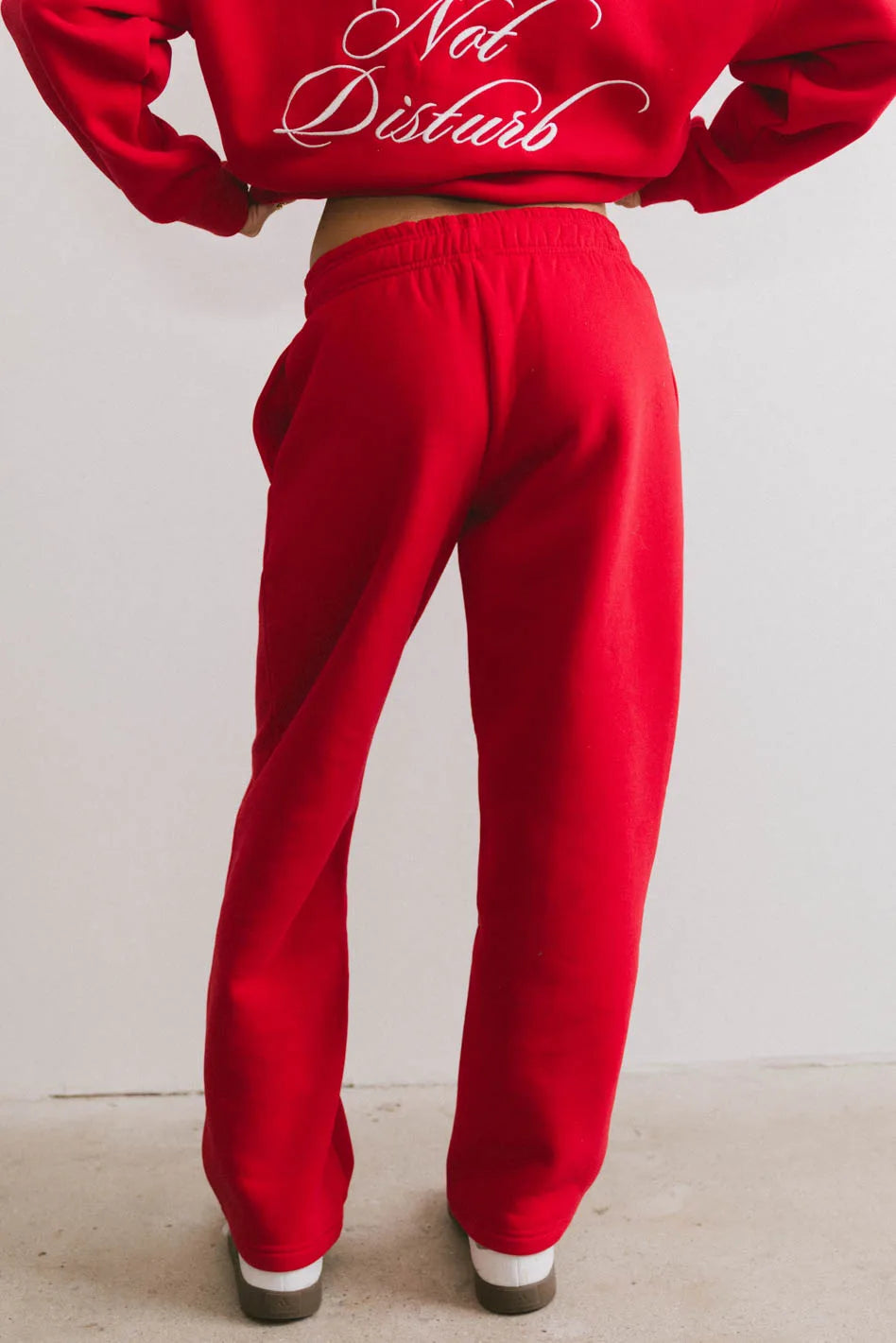 Comfortable Do Not Disturb Sweatpants for Women - Soft Red Lounge Pants for Relaxing at Home, Yoga, and Sleep