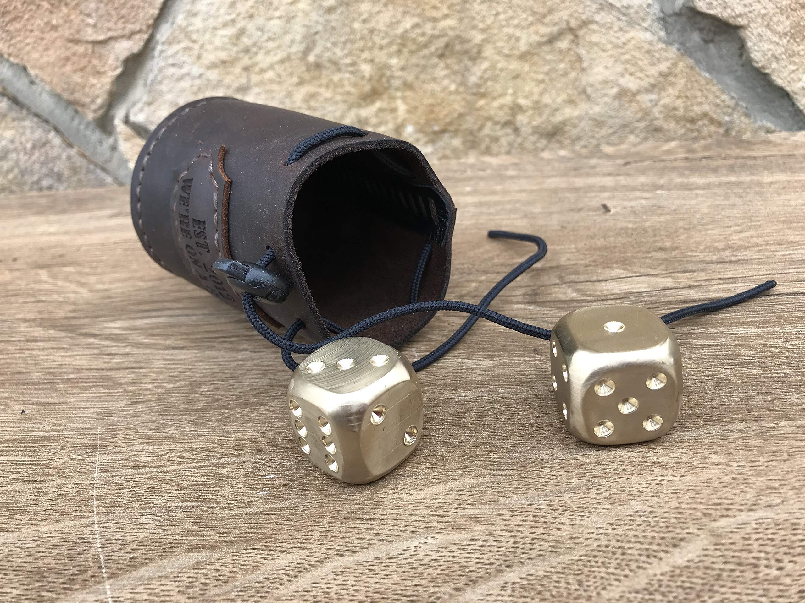 Handcrafted Bronze Dice Set in Premium Leather Bag - Personalized Engraved 8th & 19th Anniversary Gift for Him/Her - Perfect for Tabletop RPG Games, Casino Nights & Special Occasions