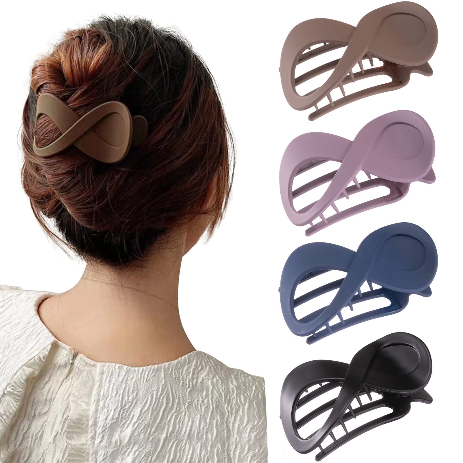 Kavya 4-Piece Non-Slip Hair Claw Clips for Women & Girls - Large Black Hair Clips for Thick Hair - Perfect for Updos, Ponytails & Everyday Styling