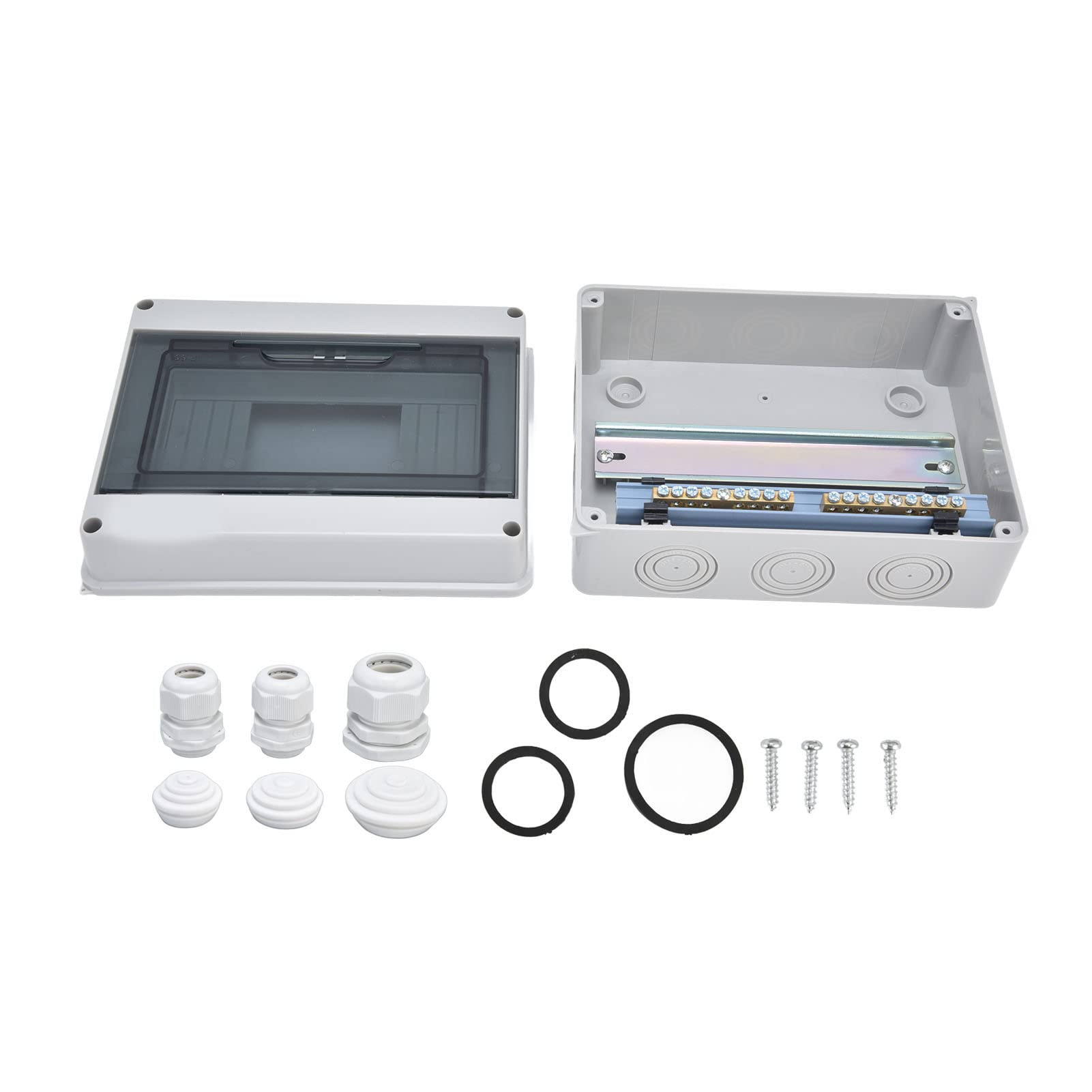 8 Way Outdoor Waterproof Electrical Junction Box - IP65 Rated, Weatherproof Distribution Case for Circuit Breakers | Perfect for Garden, Patio & Industrial Wiring Protection