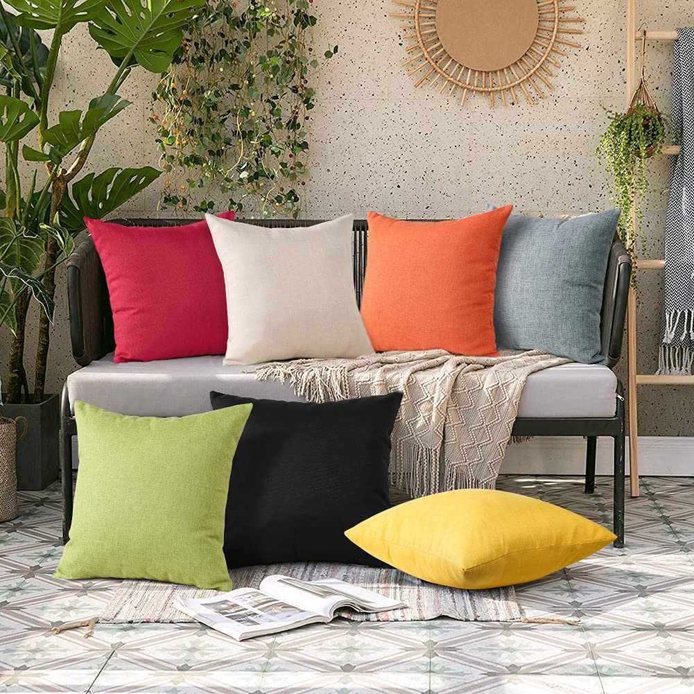 OTOSTAR 2-Pack Waterproof Outdoor & Indoor Throw Pillow Covers 18x18 Inch - Square Decorative Pillow Cases for Sofa, Couch, Patio, Garden, Tent & Park - All-Weather Beige Home Decor Accent Pillows