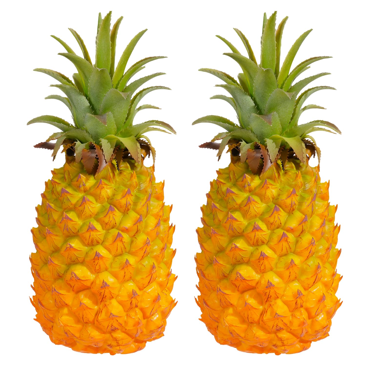 2 Pack Artificial Pineapple Decor - Realistic Fake Pineapple Fruit for Home Decor, Kitchen, Party & Photography Props | Eco-Friendly Simulation Fruit | Yellow Large Size - Perfect for Tropical Theme Parties, Table Centerpieces & Instagram Photos