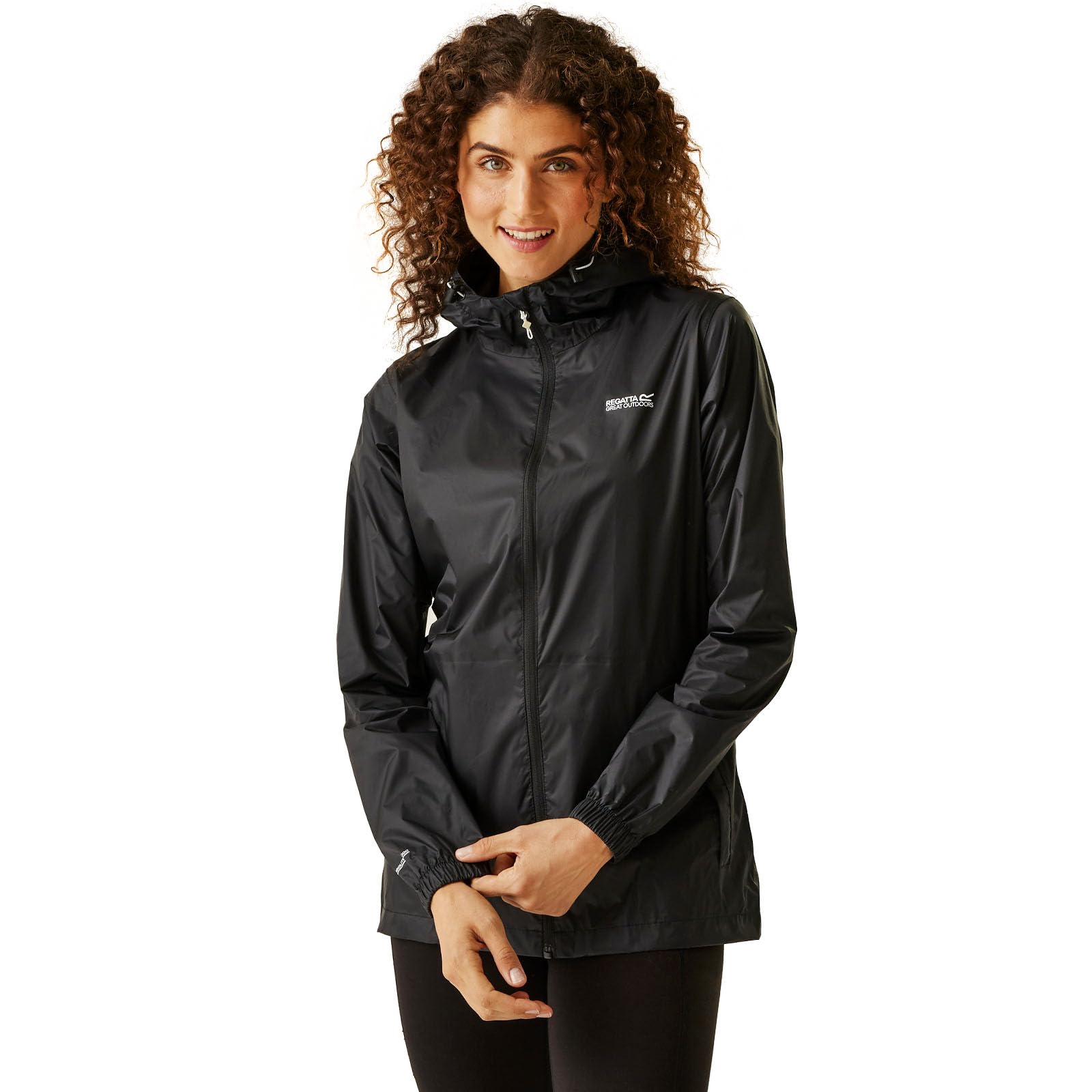 Regatta Women's Pack It III Waterproof Jacket - Lightweight Windproof Raincoat for Outdoor Activities (Black, Size 8) | Perfect for Hiking, Camping & Travel