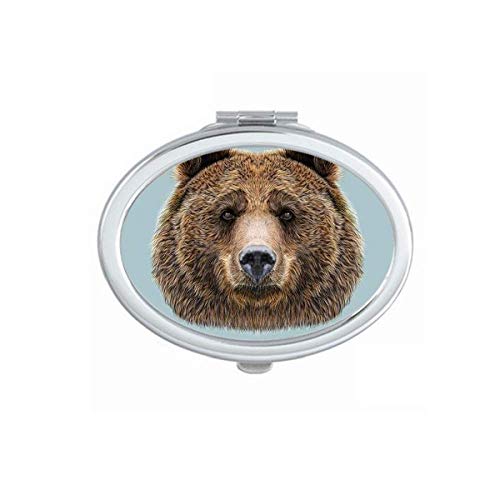 DIYthinker Giant Wild Brown Bear Animal Mirror - Portable Foldable Double-Sided Makeup Mirror with Stand (Handheld/Tabletop) - Perfect for Travel, Home Vanity & Cosmetics Storage