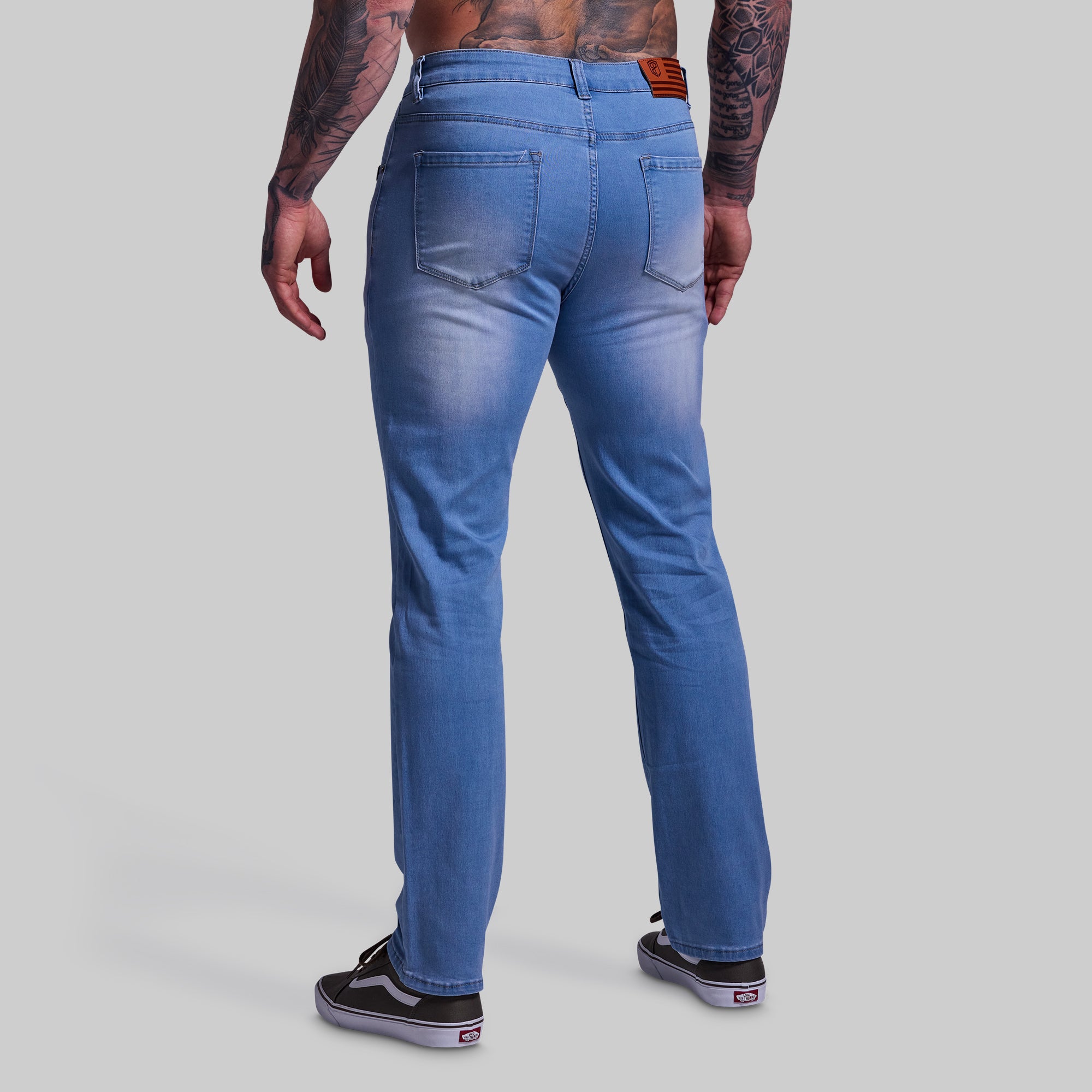 FLEX Stretchy Athletic Fit Jeans for Men - Light Wash Denim Pants | Comfortable & Flexible for Gym, Workout & Casual Wear