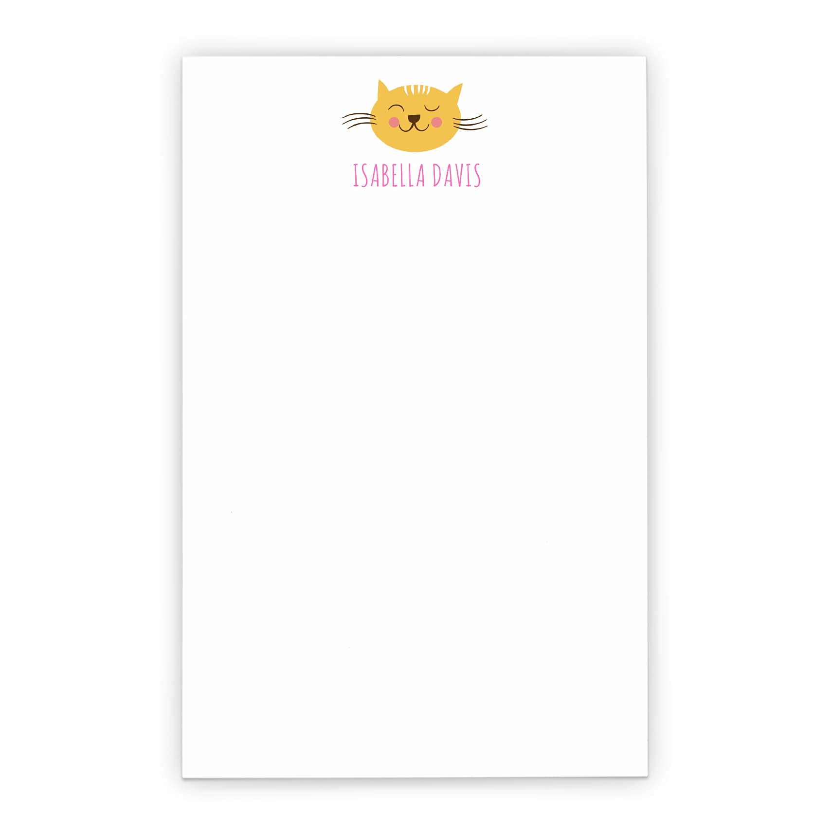 Personalized Cat Notepad Set for Girls - Cute Kitty Writing Paper for Kids (5.5