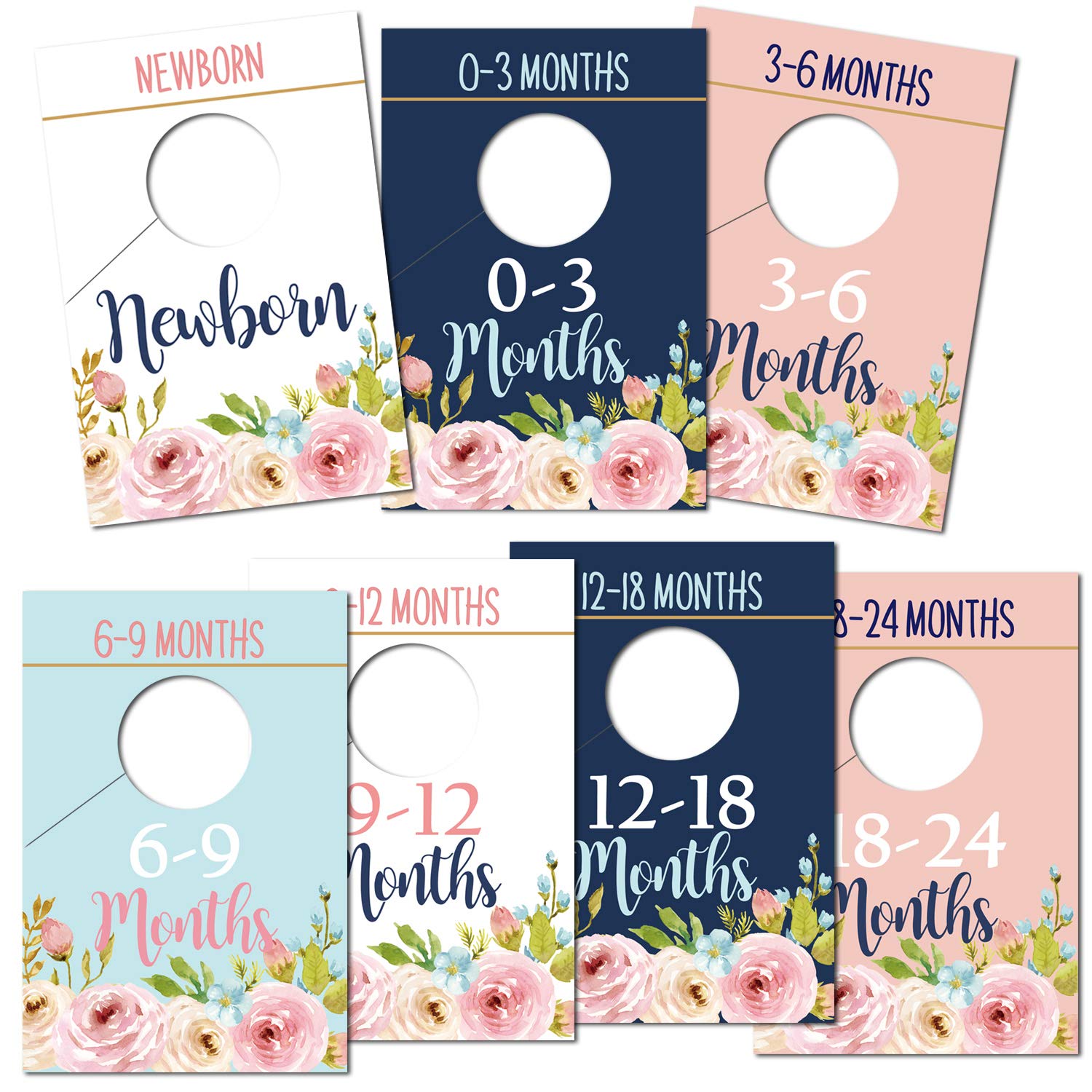 Floral Baby Closet Organizer Dividers - Newborn Nursery Wardrobe Hangers for Girls (0-24 Months) - Size & Age Separators to Arrange Baby Clothes - Perfect for Baby Showers & Nursery Organization