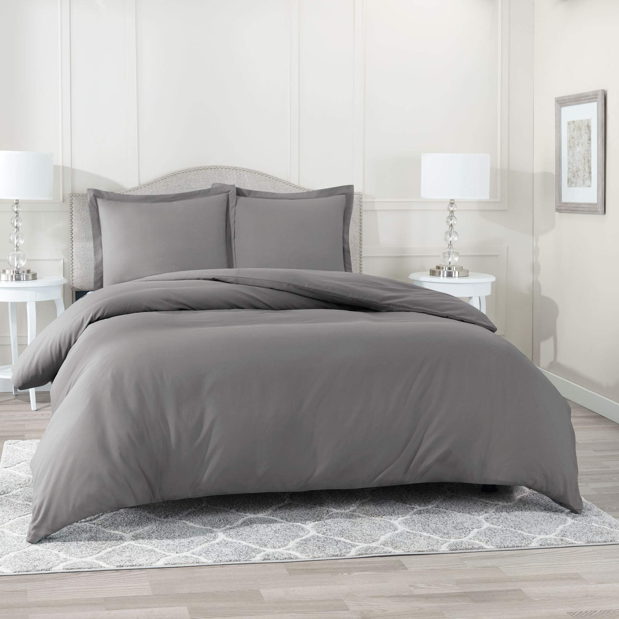 Premium King Size Bedding Set with Comforter - Soft Microfiber Duvet Cover, Comforter & 2 Pillow Shams - Gray Luxury Bedding for Master Bedroom - Perfect for Cozy Nights & Hotel-Style Comfort