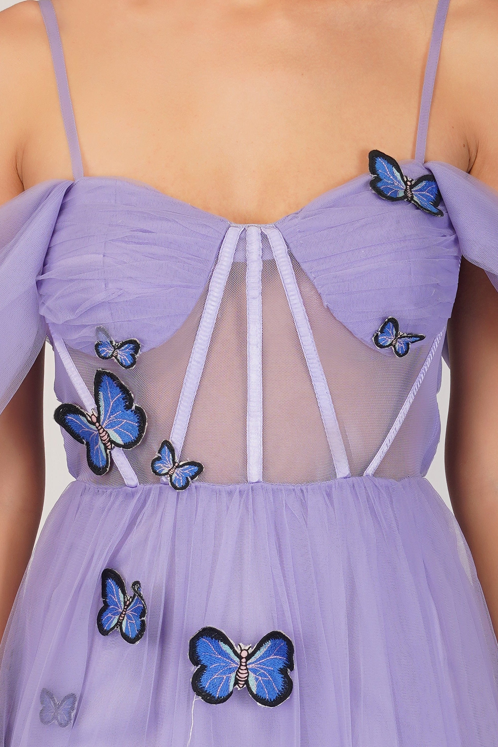 Lottie Purple Butterfly Print Dress for Girls - Elegant Floral Party Dress for Special Occasions, Birthday, Photo Shoot & Spring Events