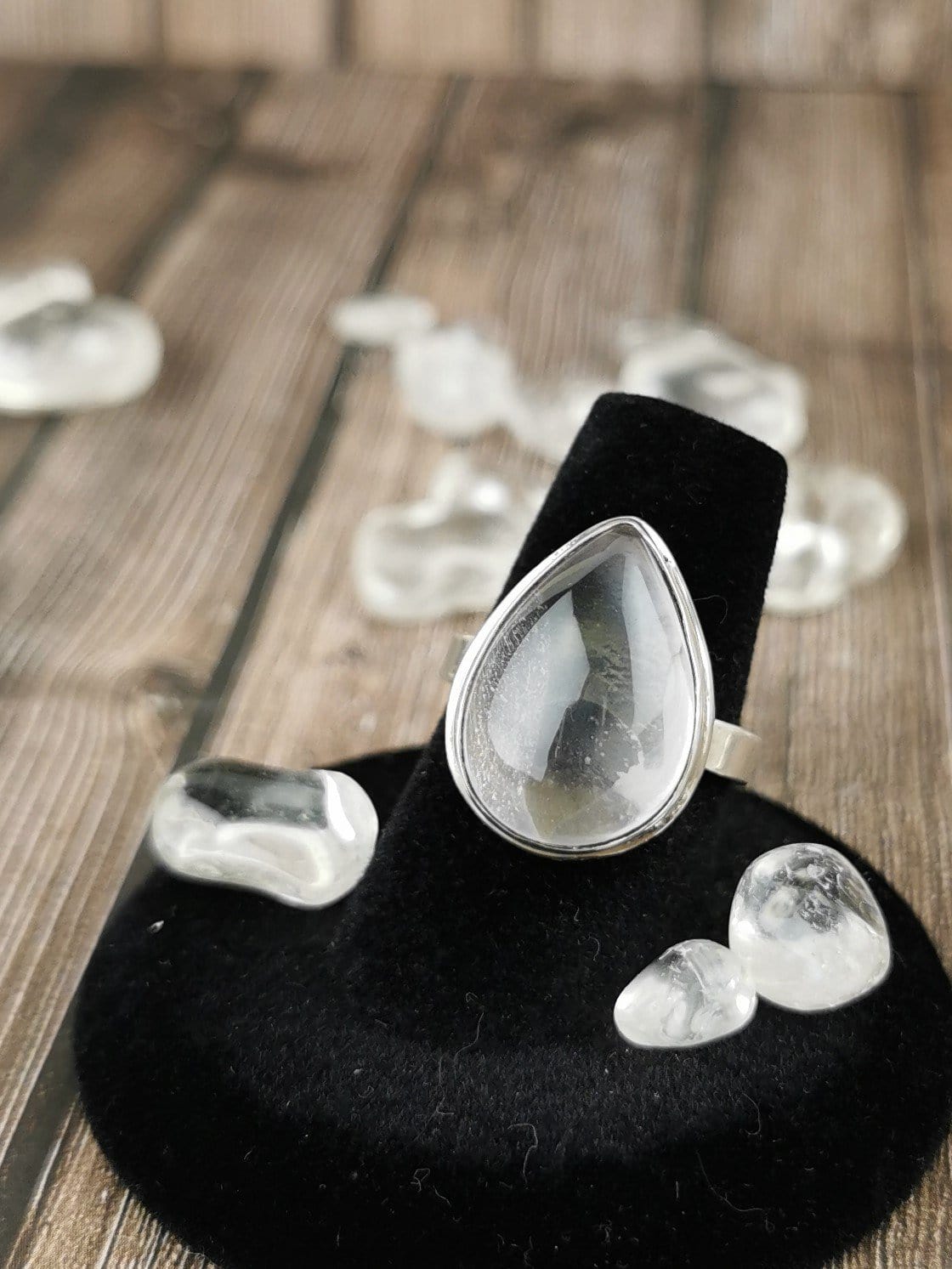 Rose Quartz Teardrop Ring for Women - Size 6.5 - Elegant Healing Crystal Jewelry for Meditation, Yoga & Spiritual Healing
