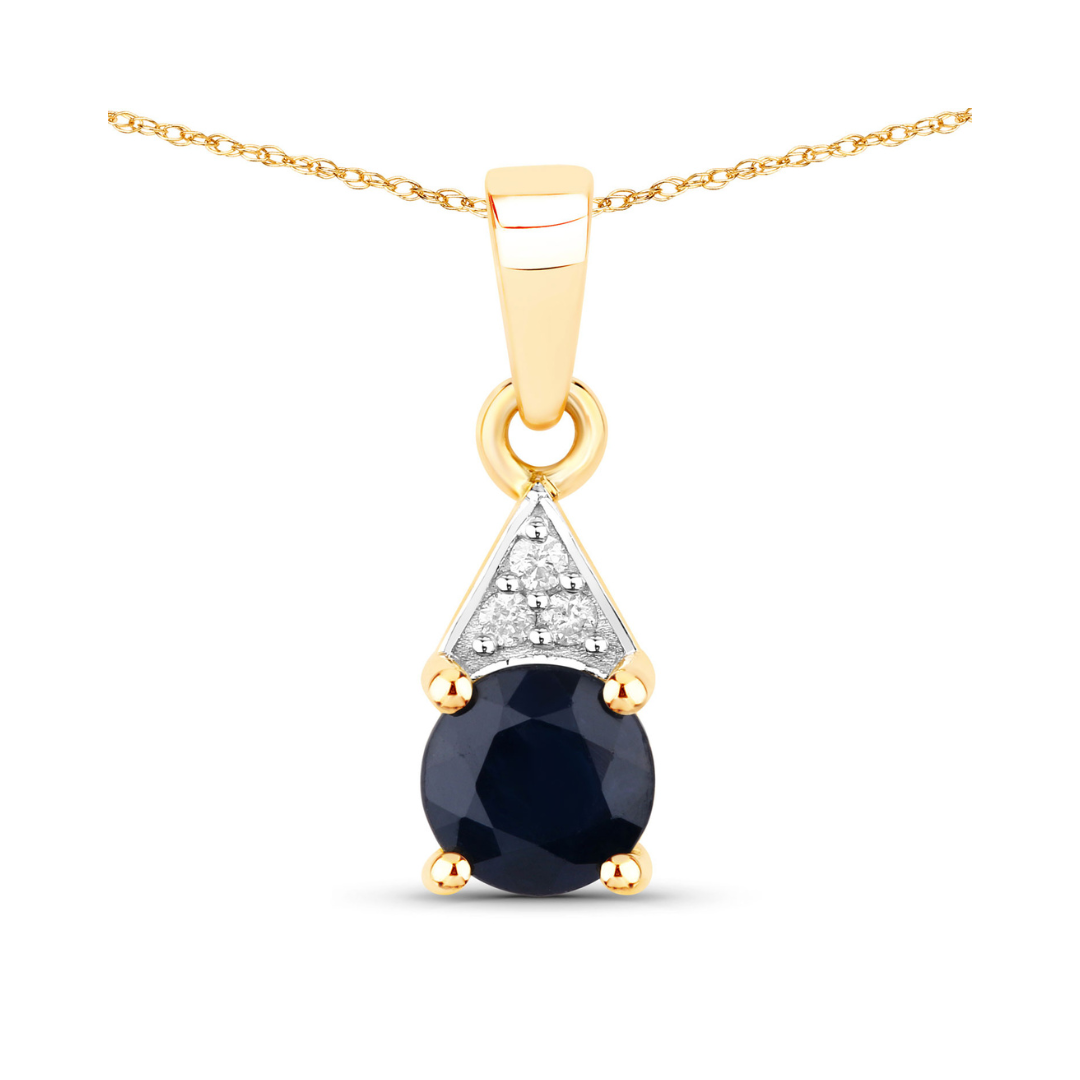 10K Solid Gold Blue Sapphire and Diamond Solitaire Pendant Necklace for Women - Elegant Jewelry Gift for Birthday, Anniversary & Special Occasions