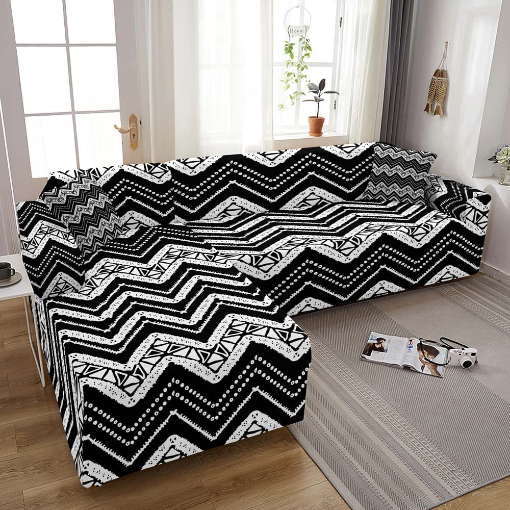 Stretchable Elastic L-Shaped Sofa Cover Slipcover for 1/2/3/4-Seater Couches - Nordic Style (90-140cm, Blue) - Perfect for Living Room, Home Theater & Family Gatherings