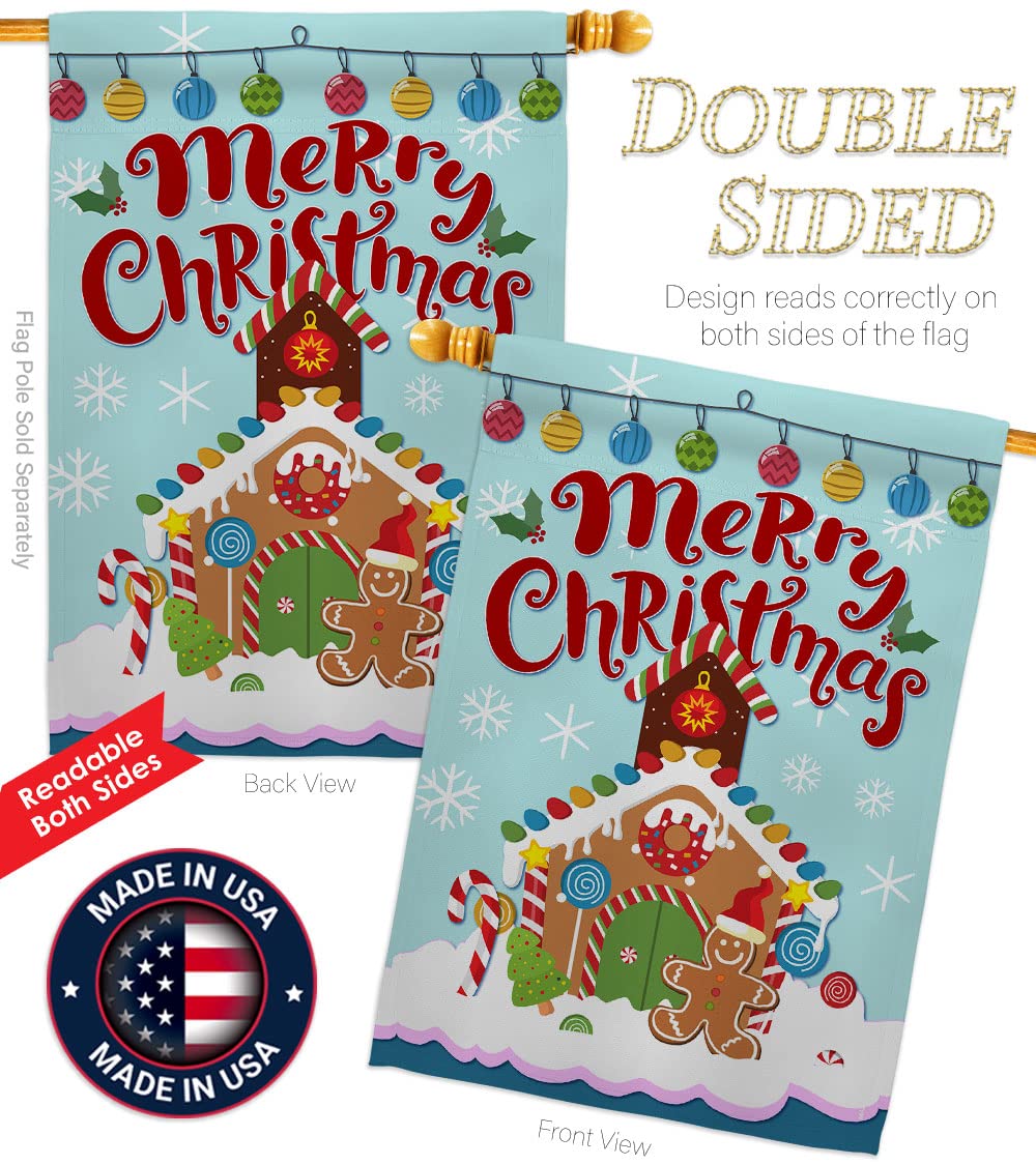 Gingerbread Christmas House Flag Set 28x40
