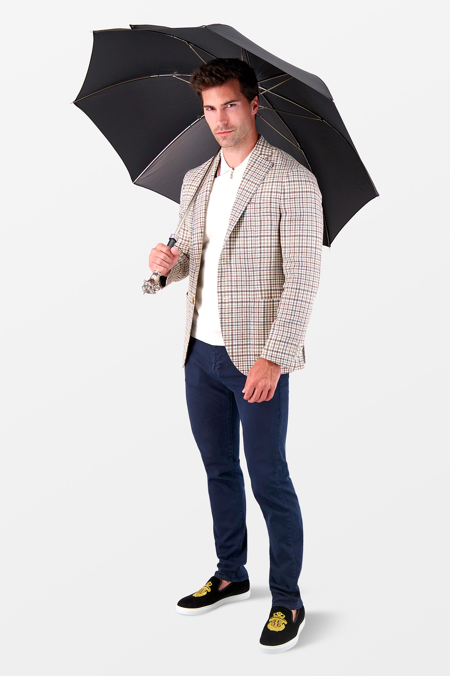 Pasotti Black Dragon Umbrella - Luxury Windproof Men's Umbrella with Wooden Handle - Perfect for Business, Travel & Formal Occasions
