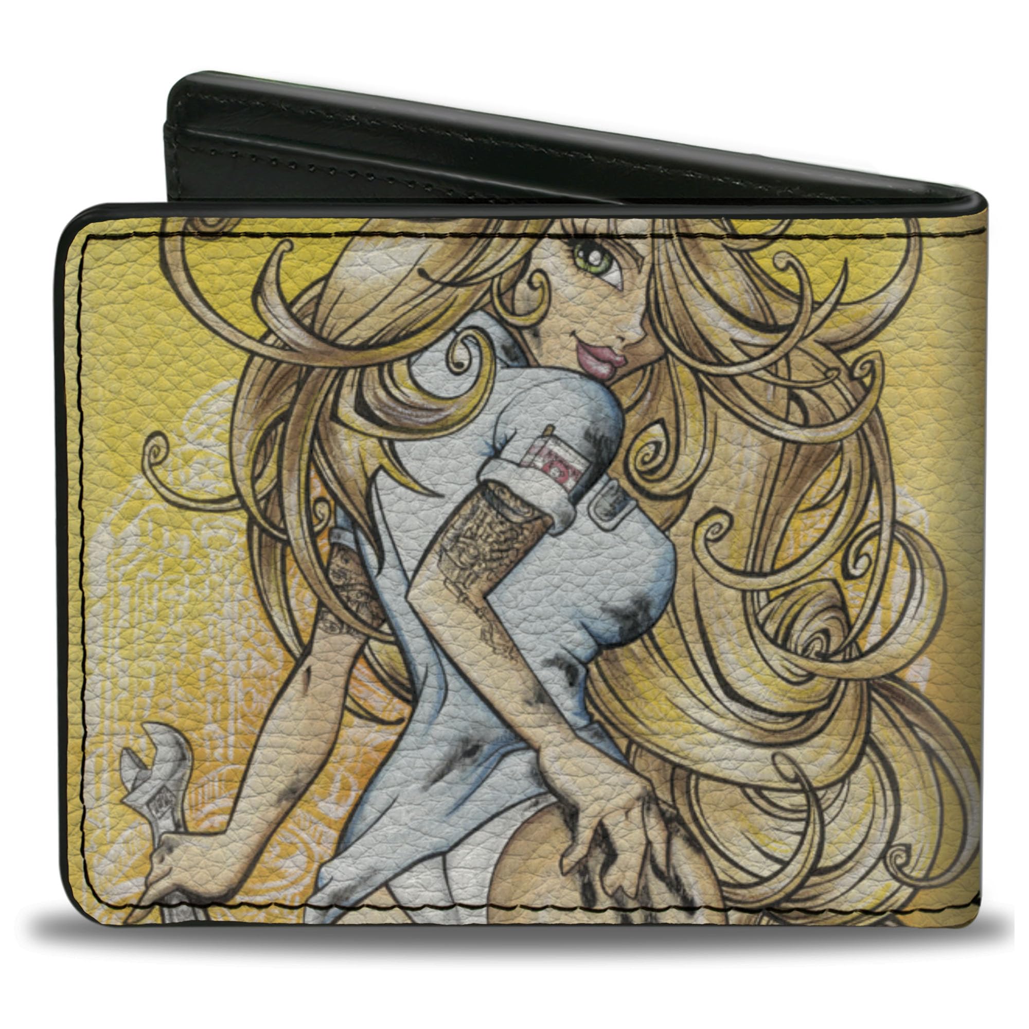 Buckle-Down Unisex Vegan Leather Bifold Wallet - Tony Her Dirty Donut Design, 4.0