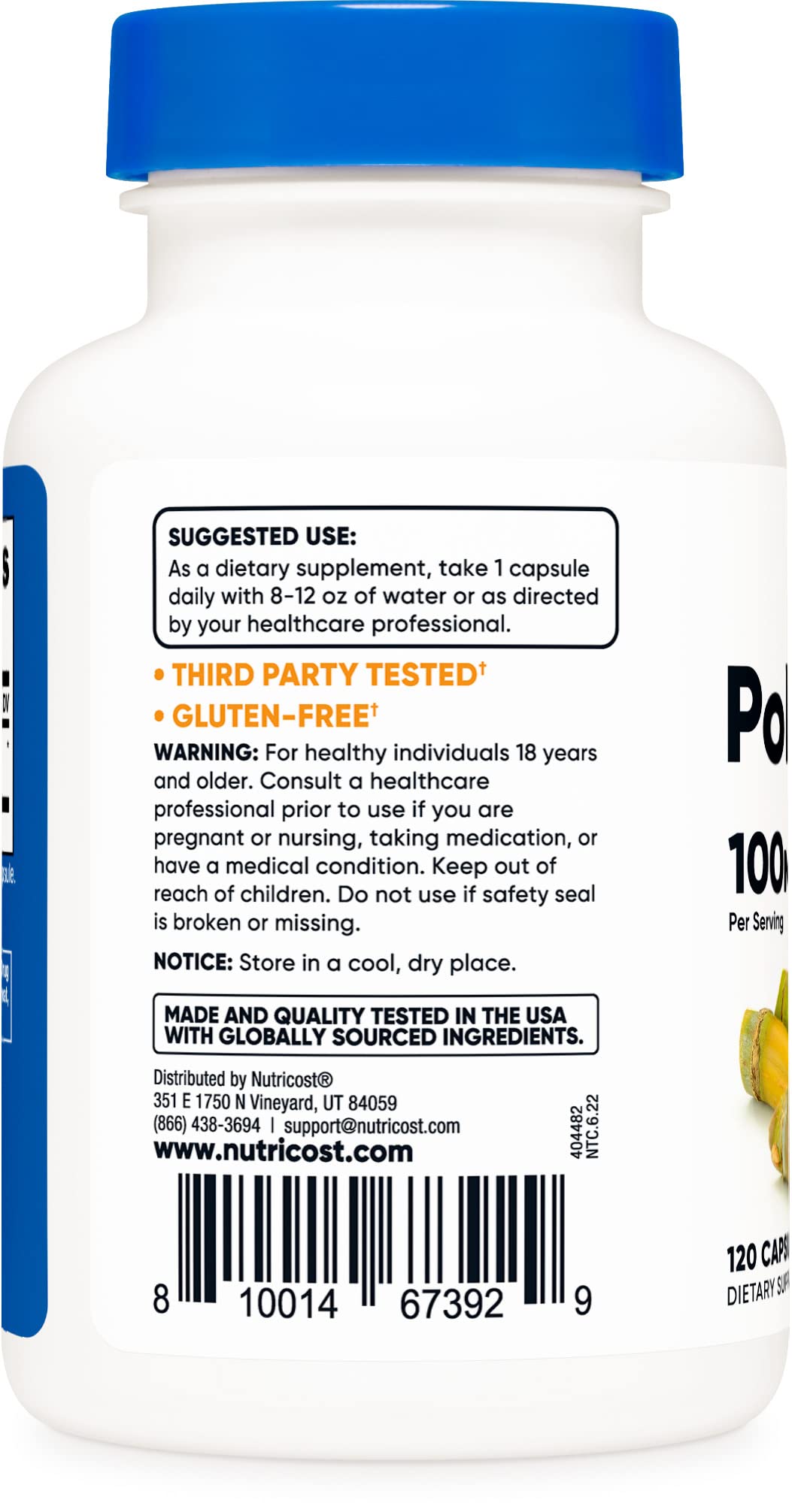 Nutricost Policosanol 100mg, 120 Capsules - Gluten Free, Non-GMO, Vegetarian Friendly Supplement for Heart Health & Cholesterol Support - Perfect for Daily Wellness Routine