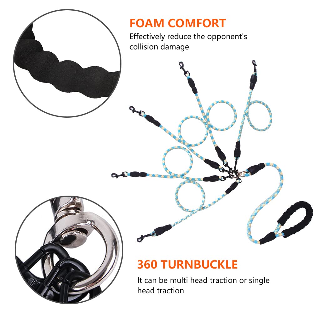 **5-in-1 Reflective Dog Leash Set – Tangle-Free 360° Swivel, Comfortable & Durable for Large, Medium & Small Dogs (Blue) – Perfect for Multi-Dog Walks, Training & Outdoor Adventures**