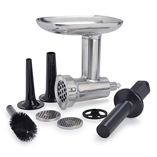 KitchenAid KSMMGA Metal Food Grinder Attachment for Stand Mixers - Grind Meat, Vegetables & More for Homemade Sausages, Burgers & Baby Food
