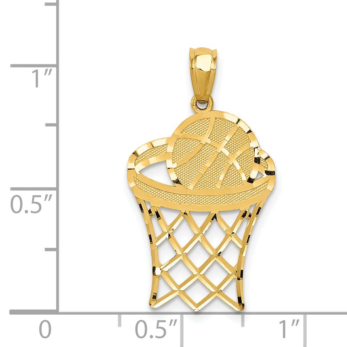 14K Yellow Gold Basketball in Net Charm Pendant - Elegant Jewelry Gift for Sports Lovers, Perfect for Necklace Layering & Everyday Wear