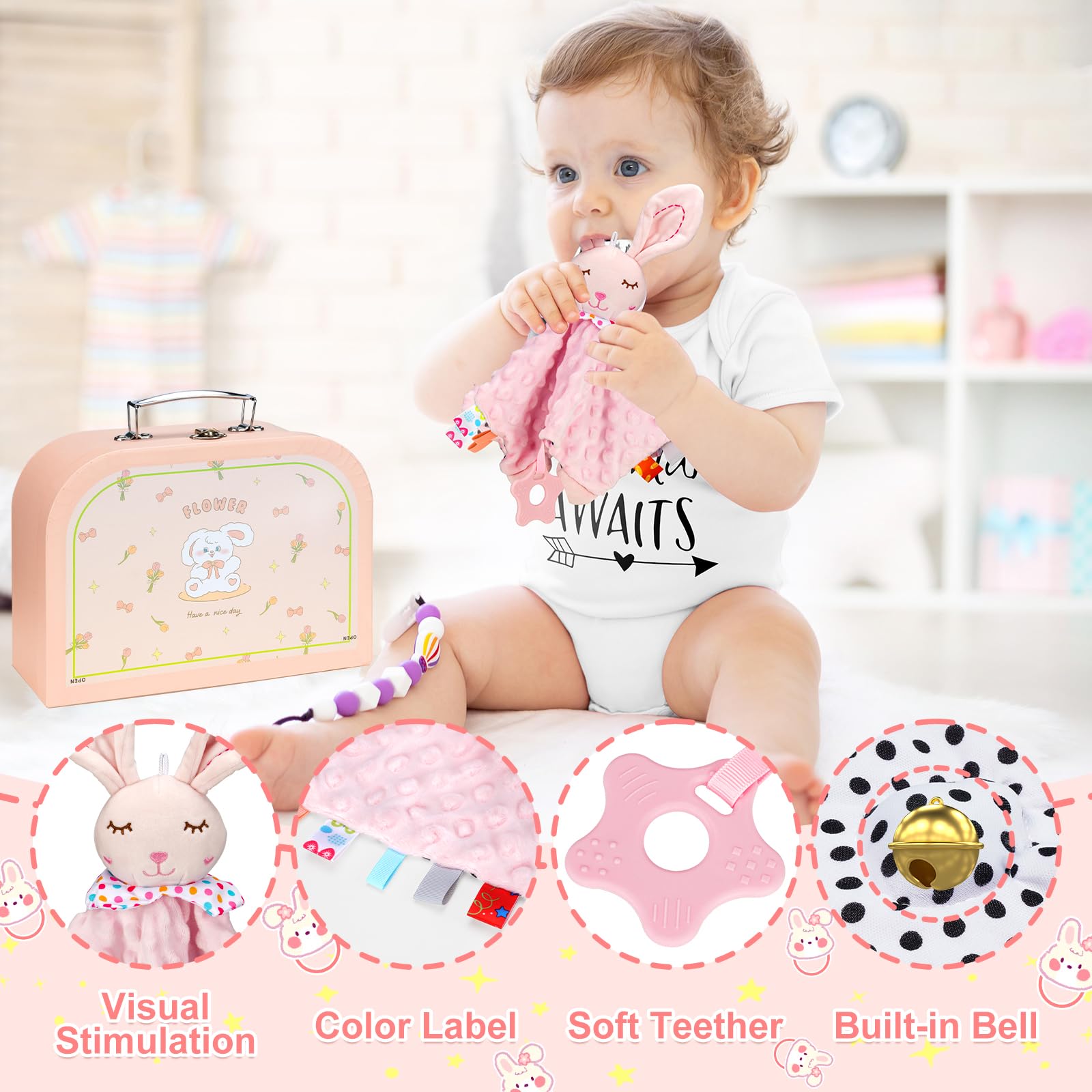 10Pcs Premium Baby Shower Gift Set for Girls - Essential Welcome Baby Girl Gift Basket with Cute Outfits, Blanket & Accessories - Perfect for Newborn Celebrations, Christening & First Birthday Parties