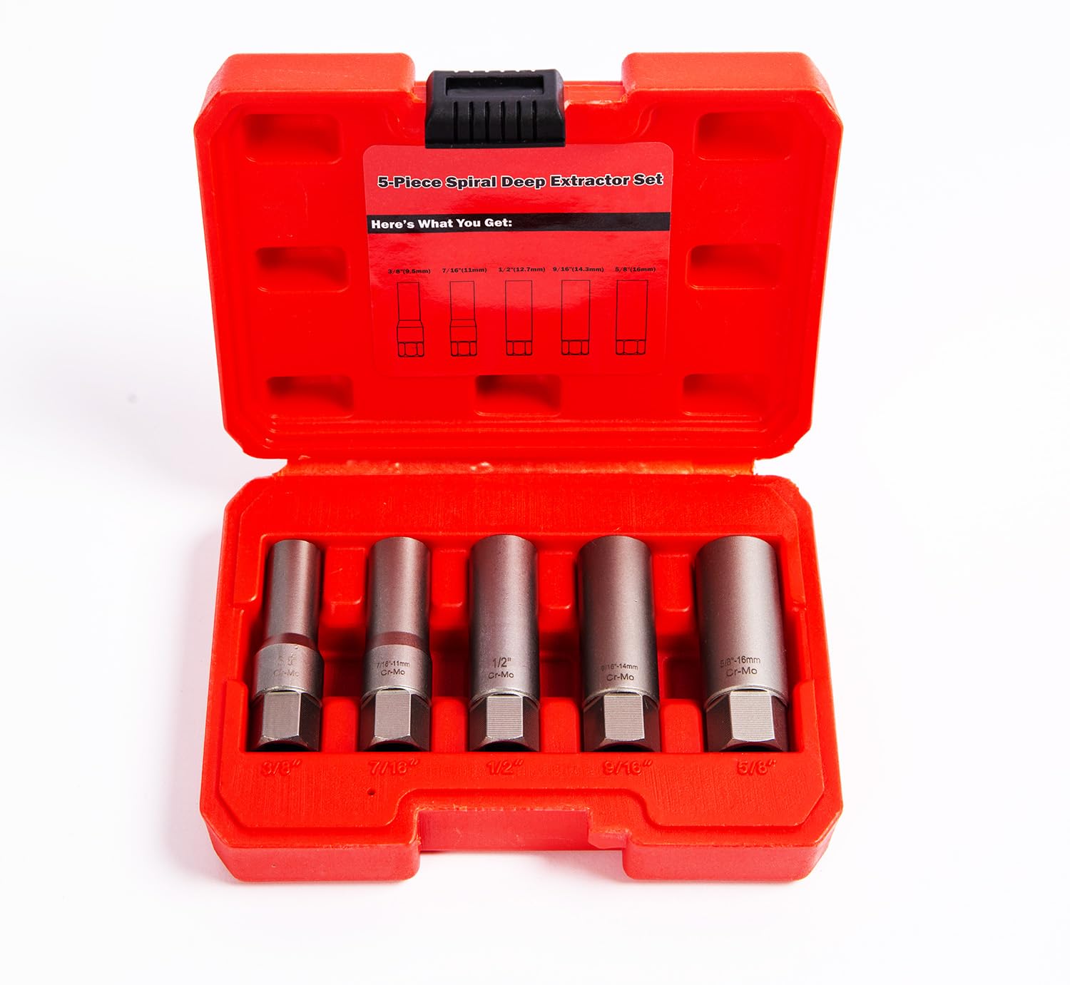 5-Piece Spiral Bolt Extractor Set - Remove Broken Bolts & Studs Easily for Auto Repair