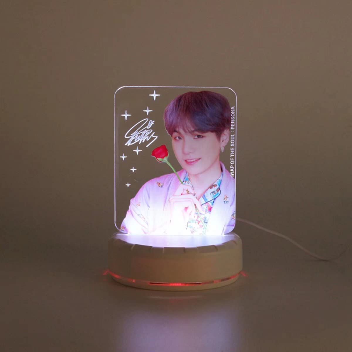 BTS Kpop Night Light - Jimin Jungkook RM LED Acrylic Table Lamp with Color Changing Modes, Perfect for Bedroom Decor, Kpop Fan Gifts and Anime Room Lighting