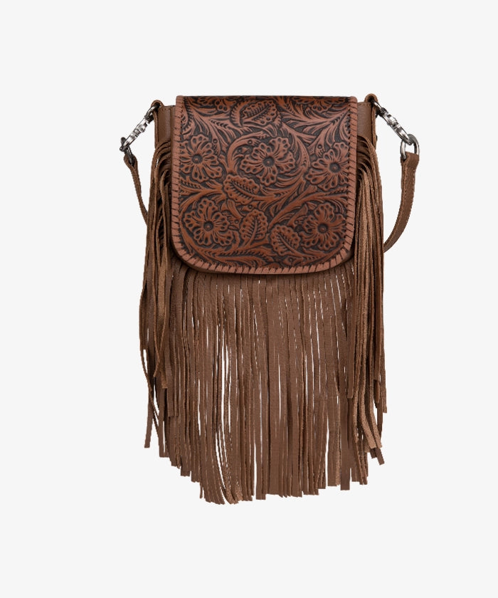 Montana West Genuine Leather Floral Fringe Crossbody Bag for Women - Stylish Boho Shoulder Purse with Adjustable Strap, Perfect for Daily Use, Travel & Festivals